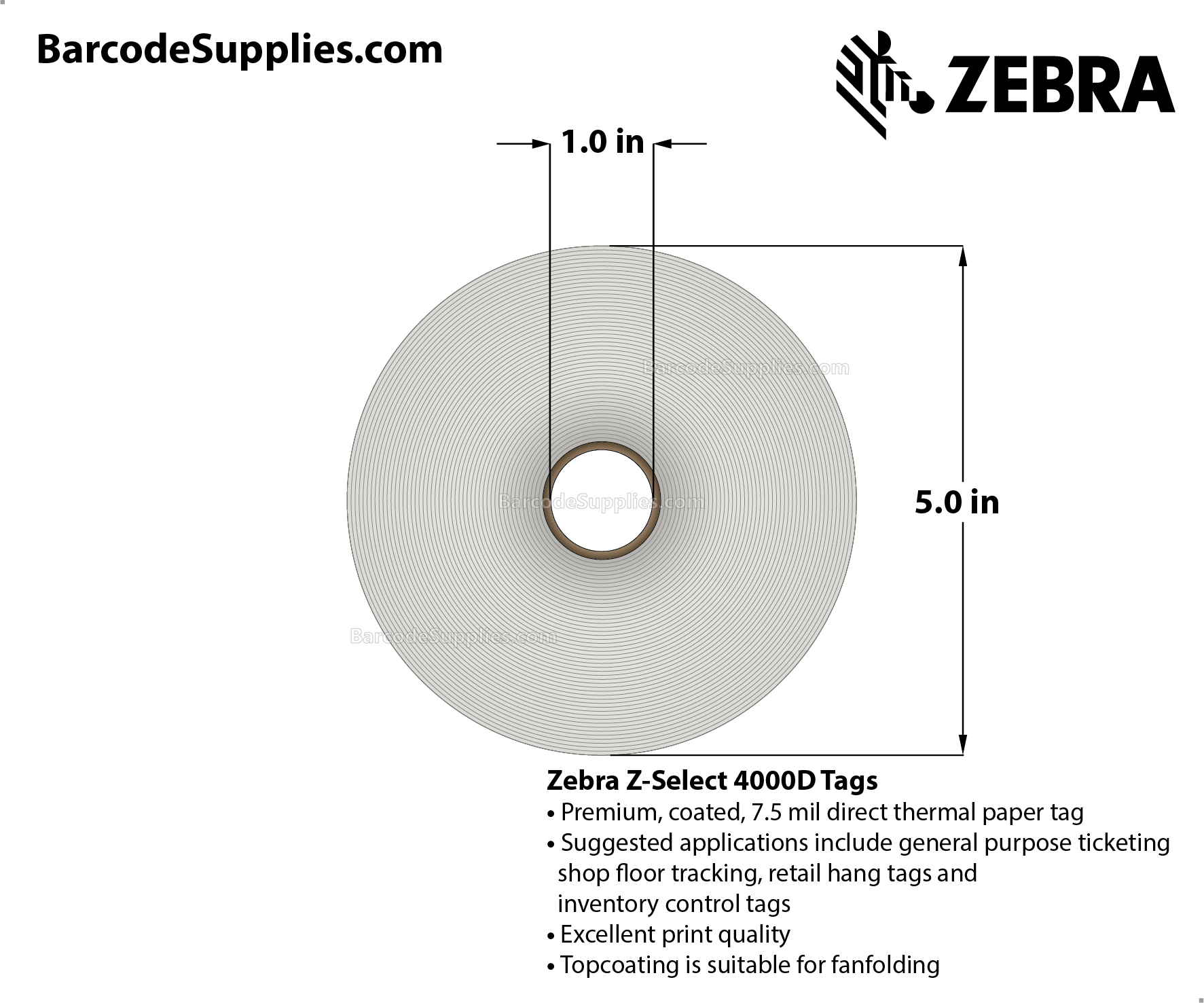 Zebra 2.25 x 1.37 Direct Thermal Labels - Z-Select 4000D 7 Zebra 2.25 x 1.37 Direct Thermal Labels - Z-Select 4000D 7