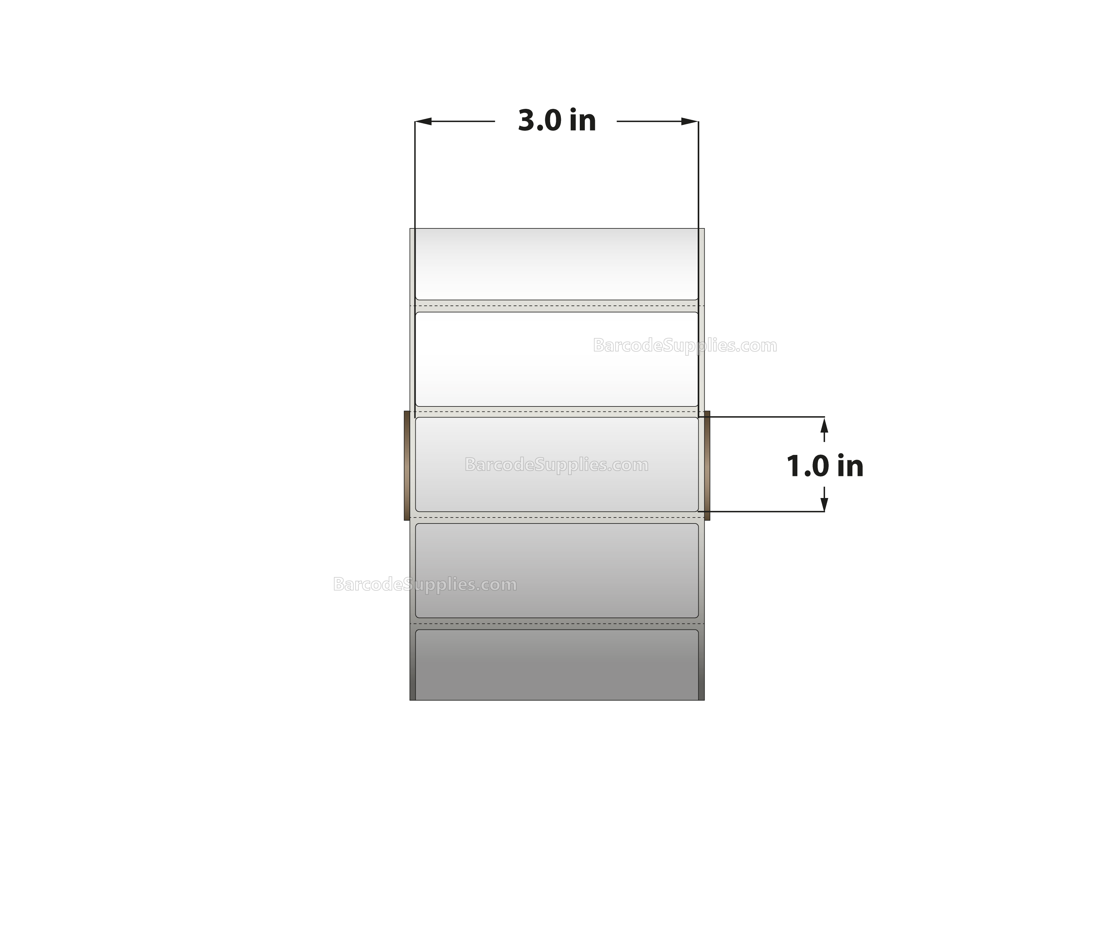 3 x 1 Direct Thermal White Labels With Acrylic Adhesive - Perforated - 2500 Labels Per Roll - Carton Of 12 Rolls - 30000 Labels Total - MPN: RD-3-1-2500-1 - BarcodeSource, Inc.