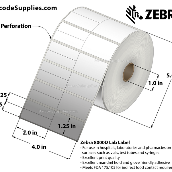 4 x 1.25 Direct Thermal Labels - 10018357