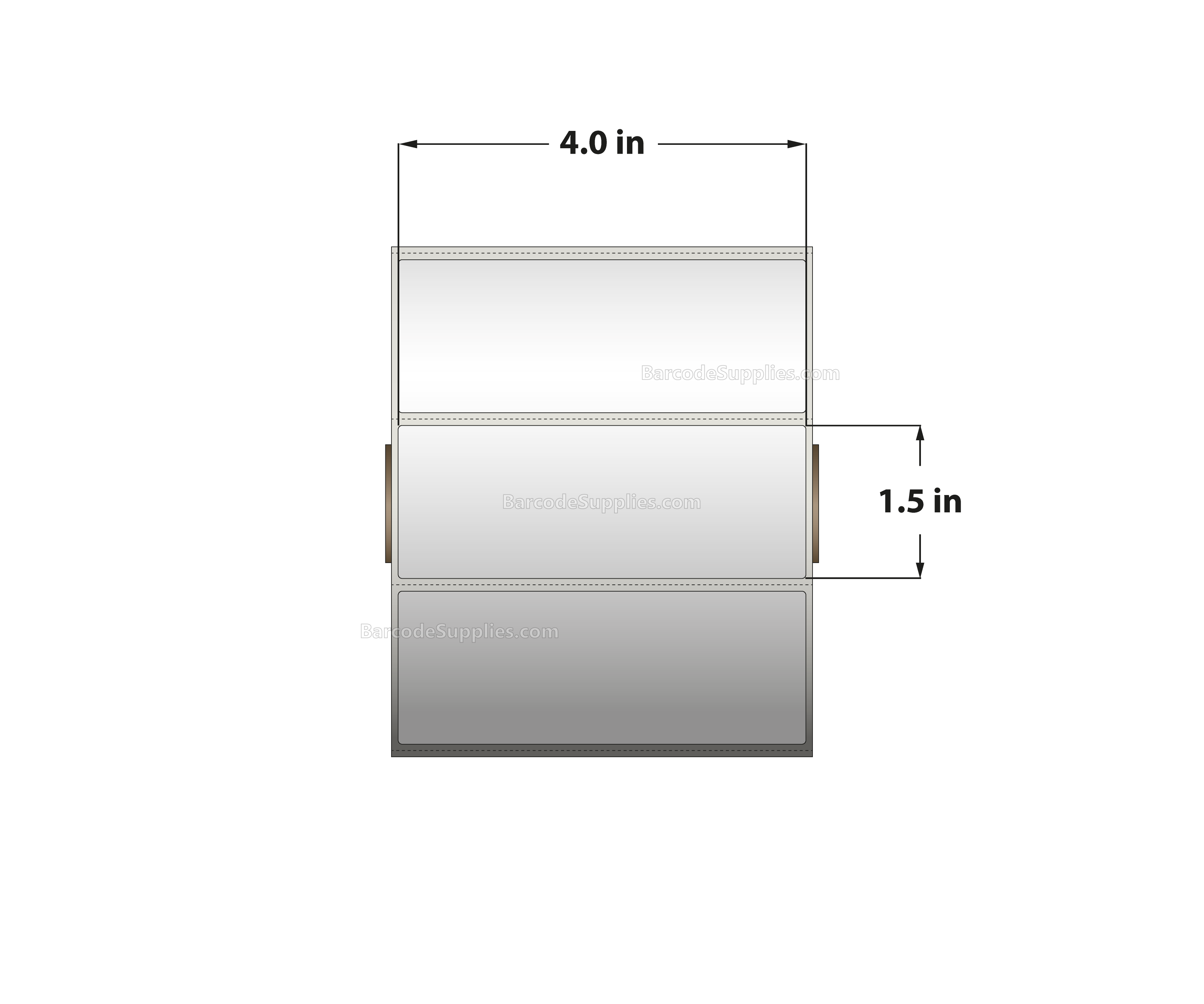 4 x 1.5 Thermal Transfer White Labels With Permanent Adhesive - Perforated - 1800 Labels Per Roll - Carton Of 12 Rolls - 21600 Labels Total - MPN: RT-4-15-1800-1 - BarcodeSource, Inc.