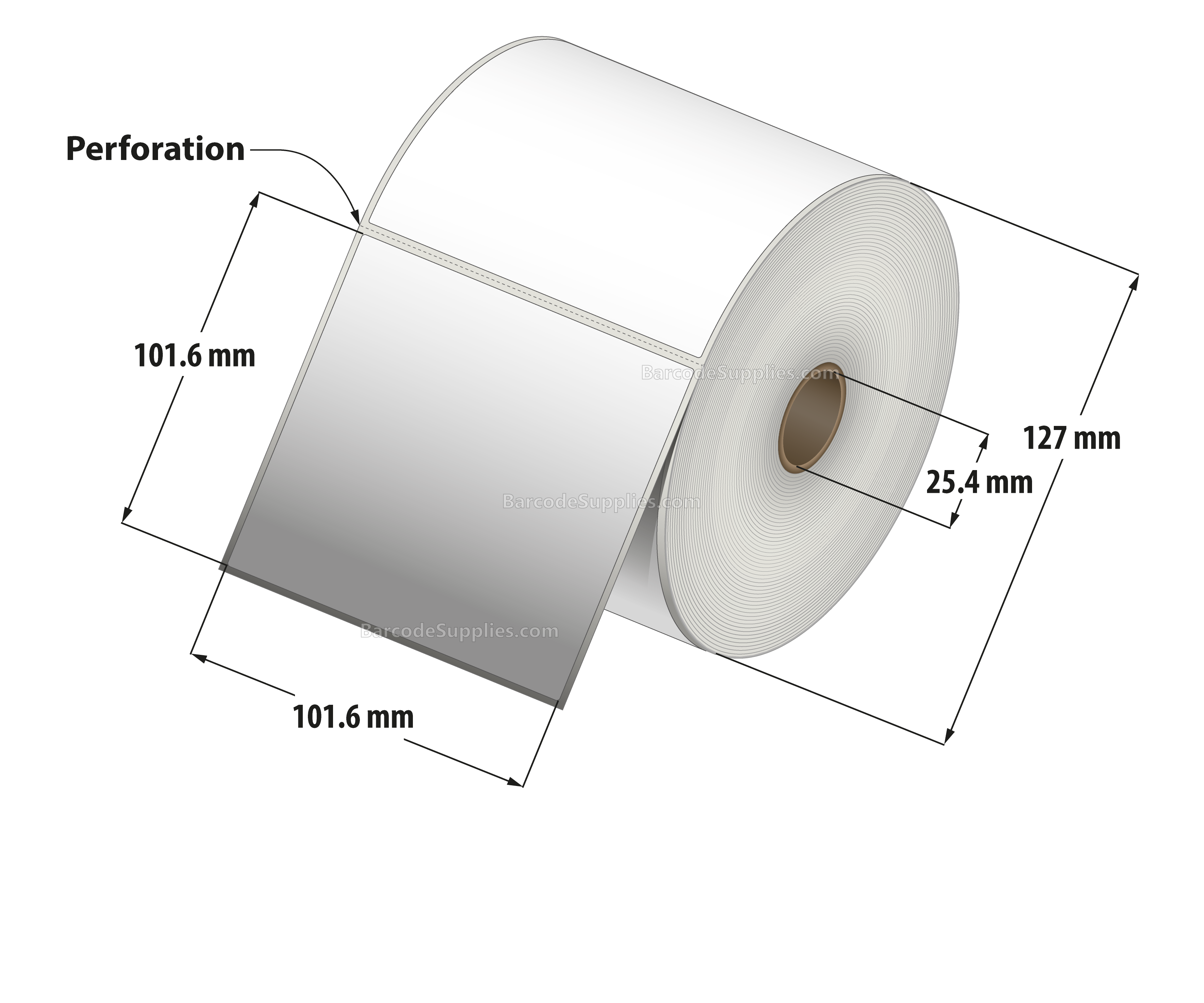 4 x 4 Direct Thermal White Labels With Acrylic Adhesive - Perforated - 700 Labels Per Roll - Carton Of 12 Rolls - 8400 Labels Total - MPN: RD-4-4-700-1 - BarcodeSource, Inc.