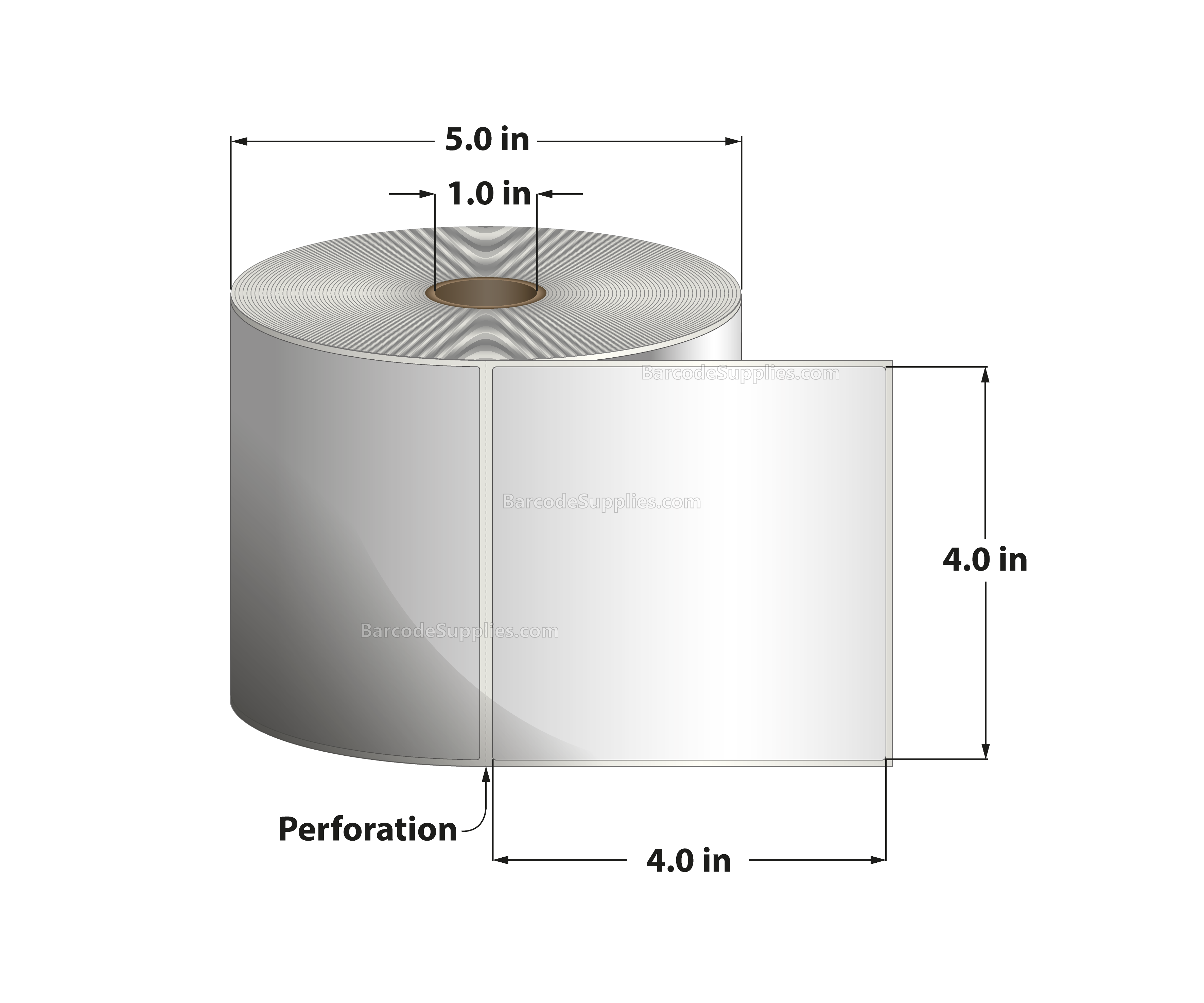 4 x 4 Thermal Transfer White Labels With Permanent Adhesive - Perforated - 700 Labels Per Roll - Carton Of 12 Rolls - 8400 Labels Total - MPN: RT-4-4-700-1 - BarcodeSource, Inc.