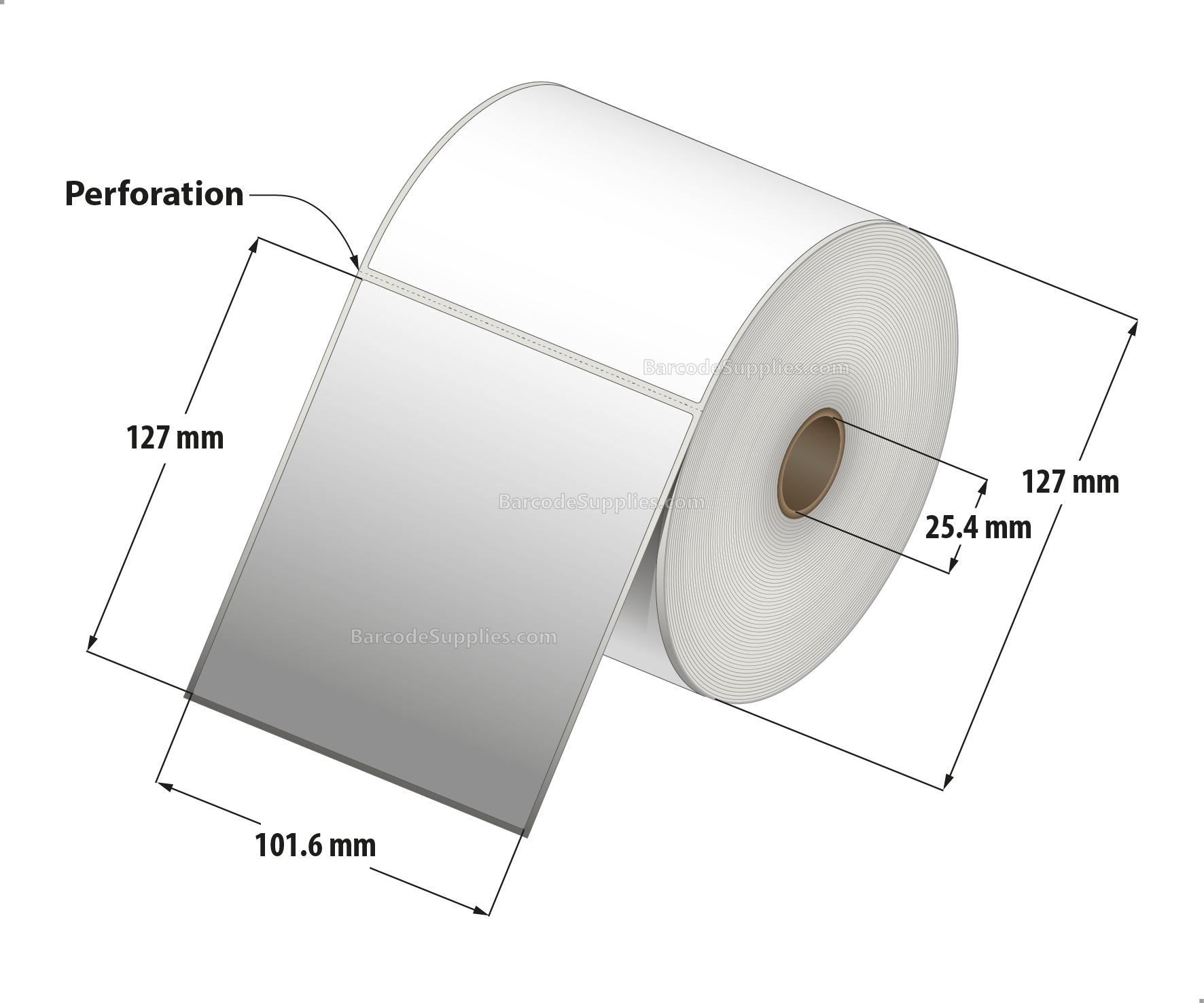 4 x 5 Direct Thermal White Labels With Permanent Acrylic Adhesive - Perforated - 565 Labels Per Roll - Carton Of 4 Rolls - 2260 Labels Total - MPN: DT45-15PDT