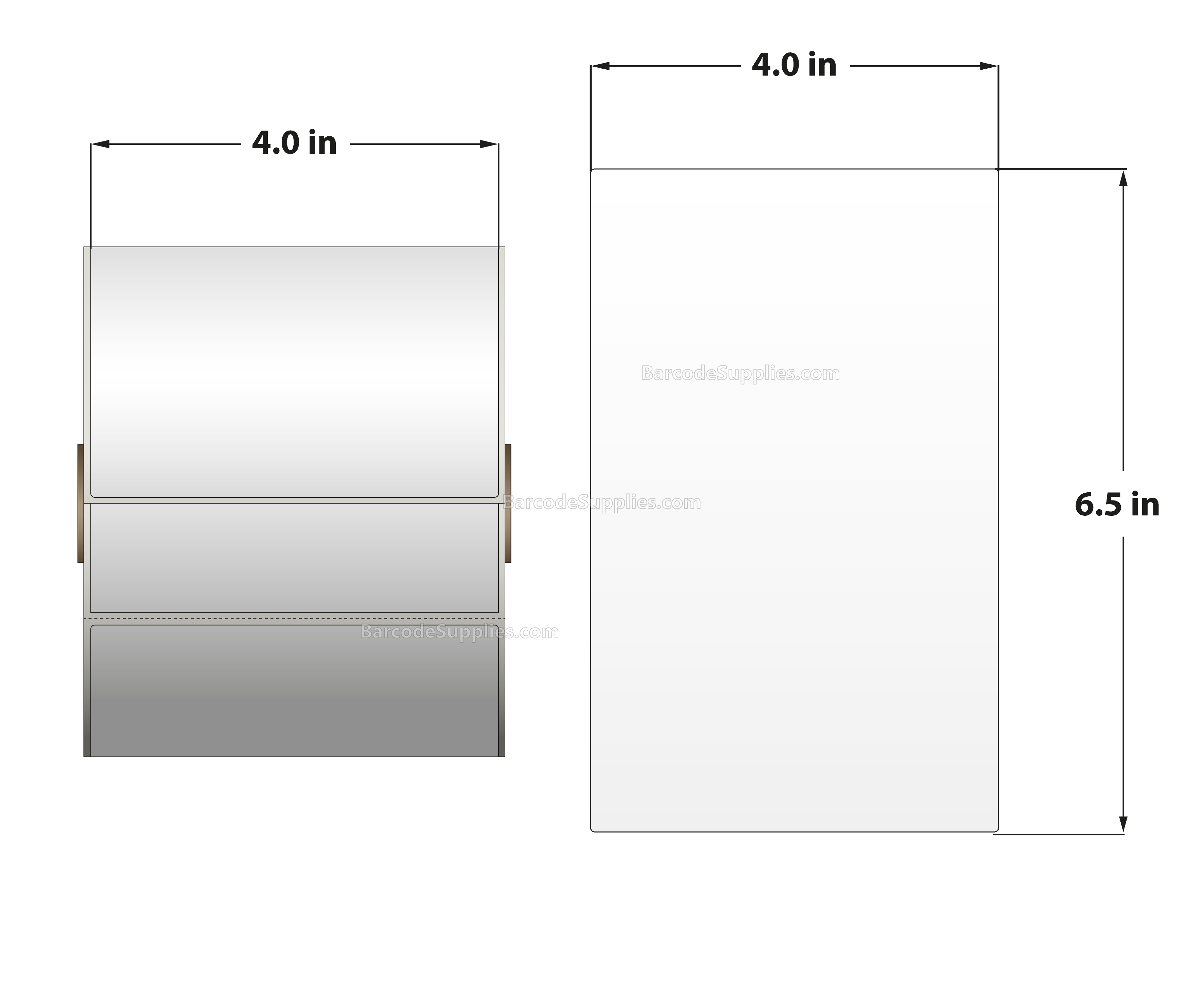 4 x 6.5 Direct Thermal White Labels With Acrylic Adhesive - Perforated - 380 Labels Per Roll - Carton Of 12 Rolls - 4560 Labels Total - MPN: RD-4-65-380-1 - BarcodeSource, Inc.