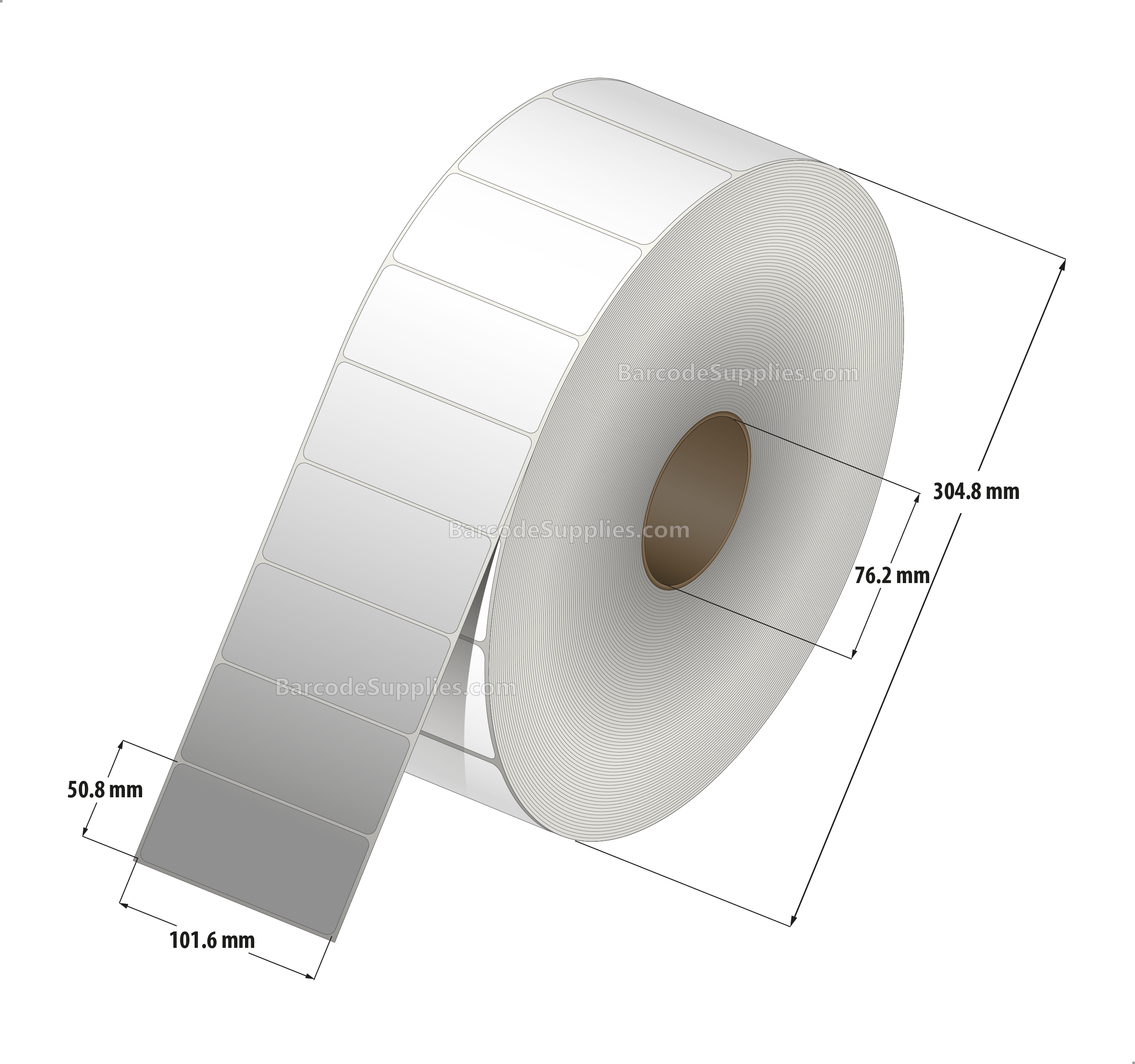 4 x 2 Thermal Transfer White Labels With Permanent Adhesive - No Perforation - 7595 Labels Per Roll - Carton Of 3 Rolls - 22785 Labels Total - MPN: RT-4-2-7595-NP