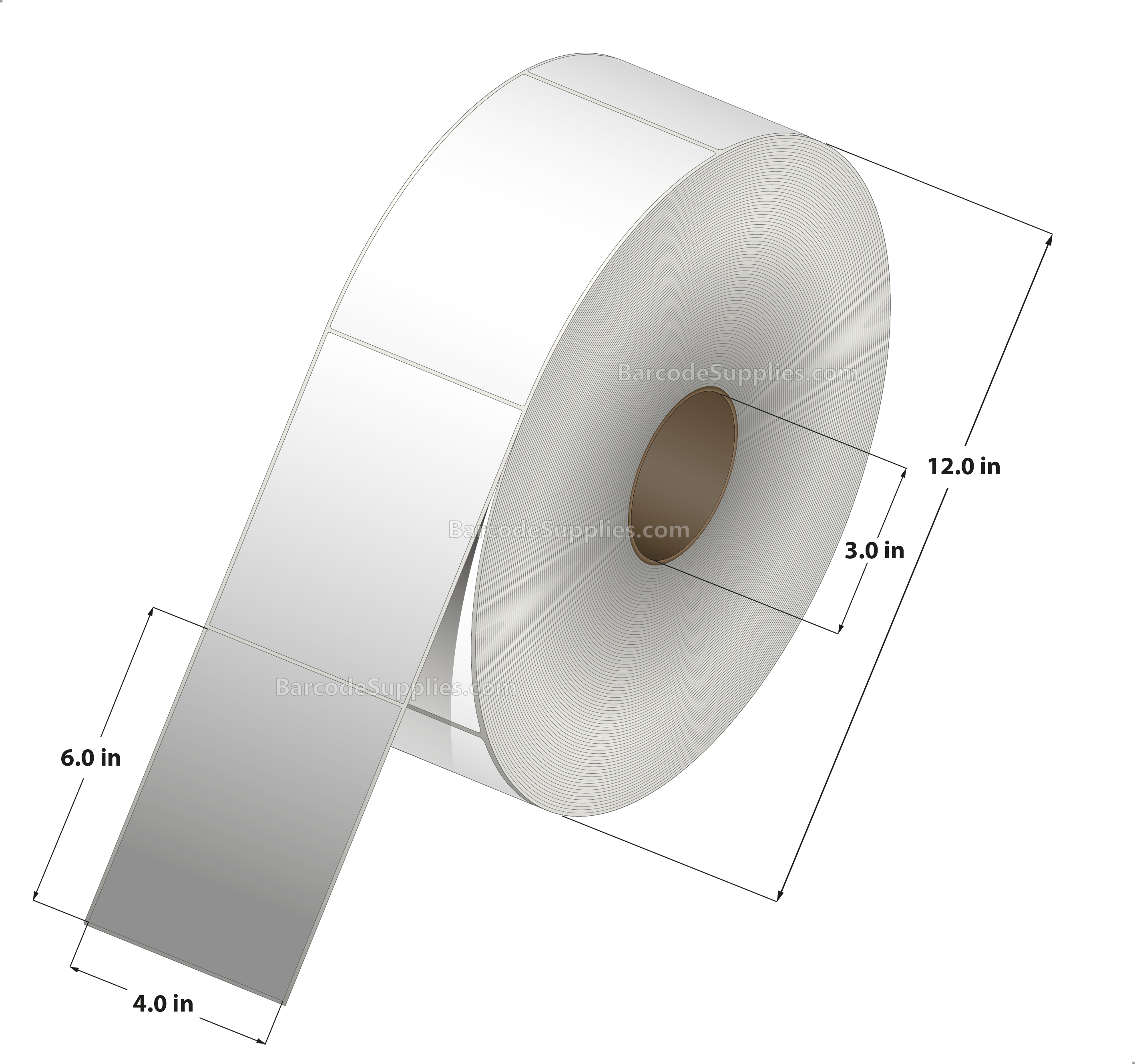 4 x 6 Thermal Transfer White Labels With Permanent Adhesive - No Perforation - 2800 Labels Per Roll - Carton Of 3 Rolls - 8400 Labels Total - MPN: RT-4-6-2800-NP