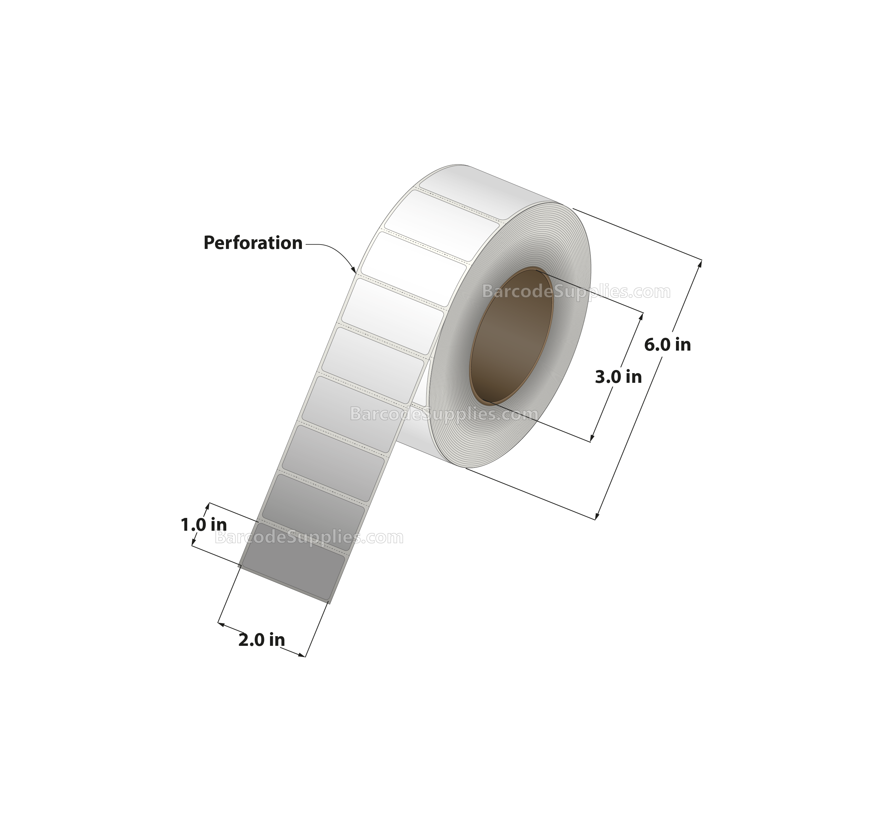 2 x 1 Direct Thermal White Labels With Acrylic Adhesive - Perforated - 2750 Labels Per Roll - Carton Of 12 Rolls - 33000 Labels Total - MPN: RD-2-1-2750-3