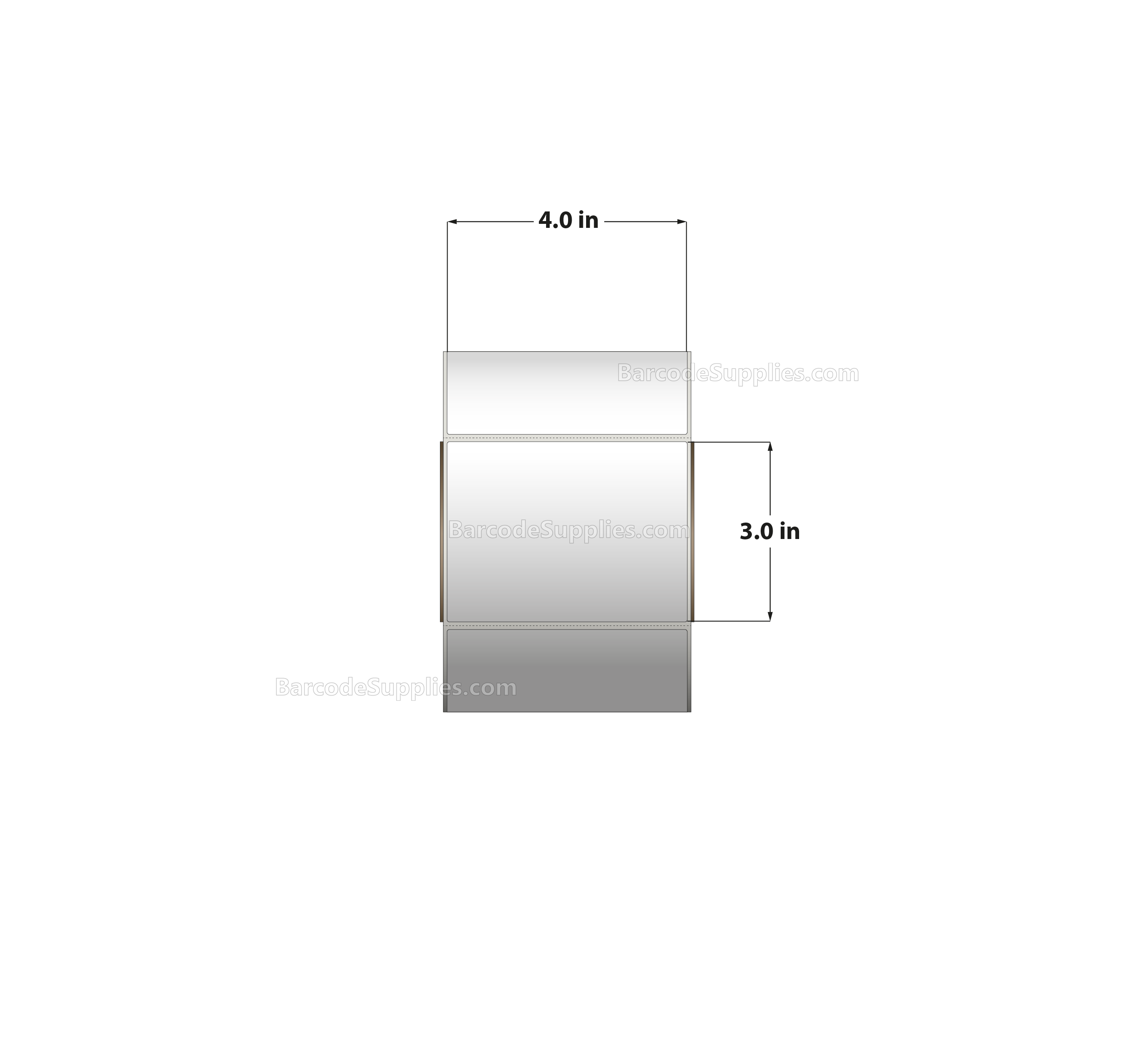 4 x 3 Thermal Transfer White Labels With Permanent Adhesive - Perforated - 975 Labels Per Roll - Carton Of 8 Rolls - 7800 Labels Total - MPN: RT-4-3-975-3