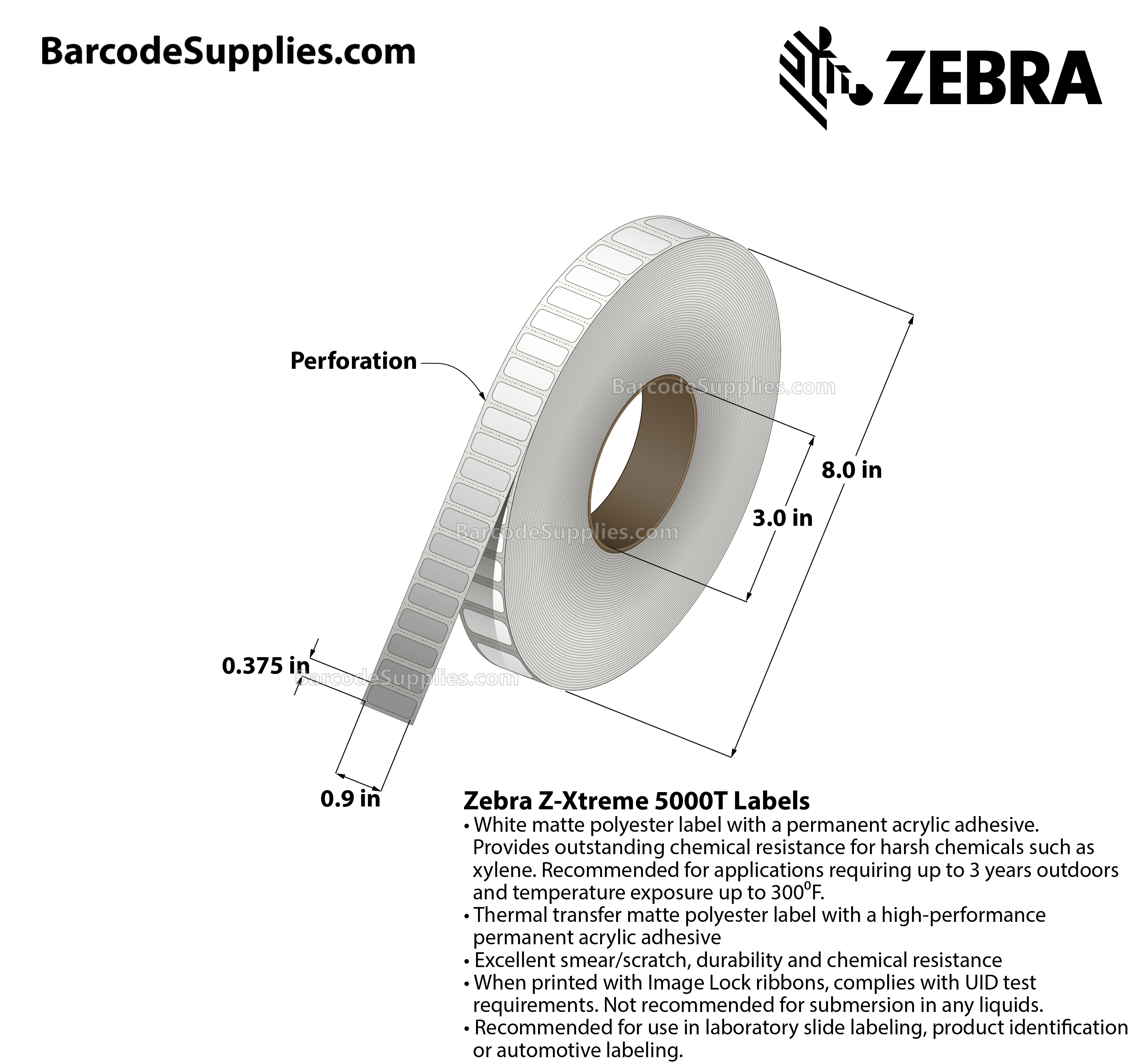 .9 x .38 Thermal Transfer Labels - 10023247