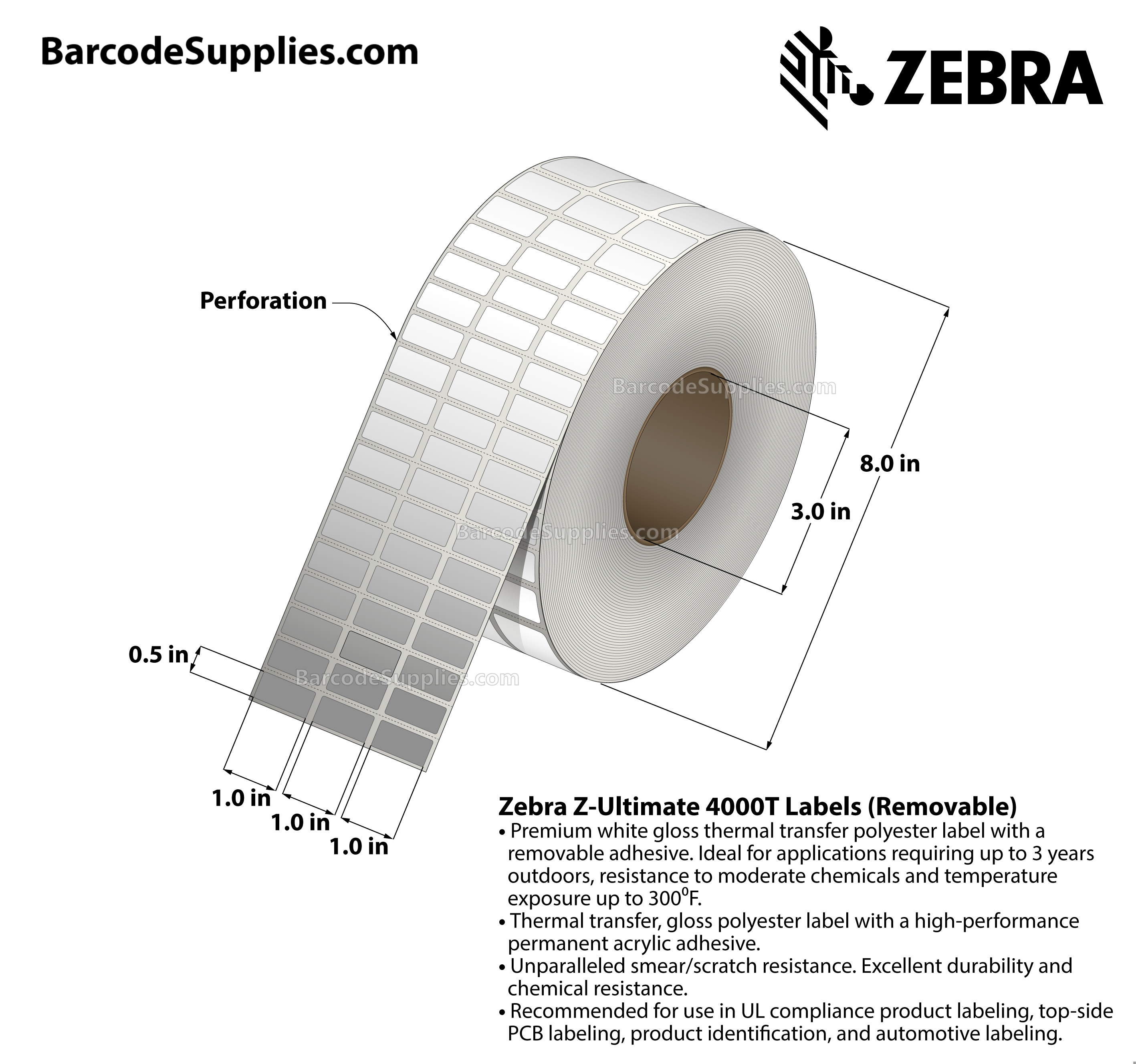 1 x .5 Thermal Transfer Labels - 10023069