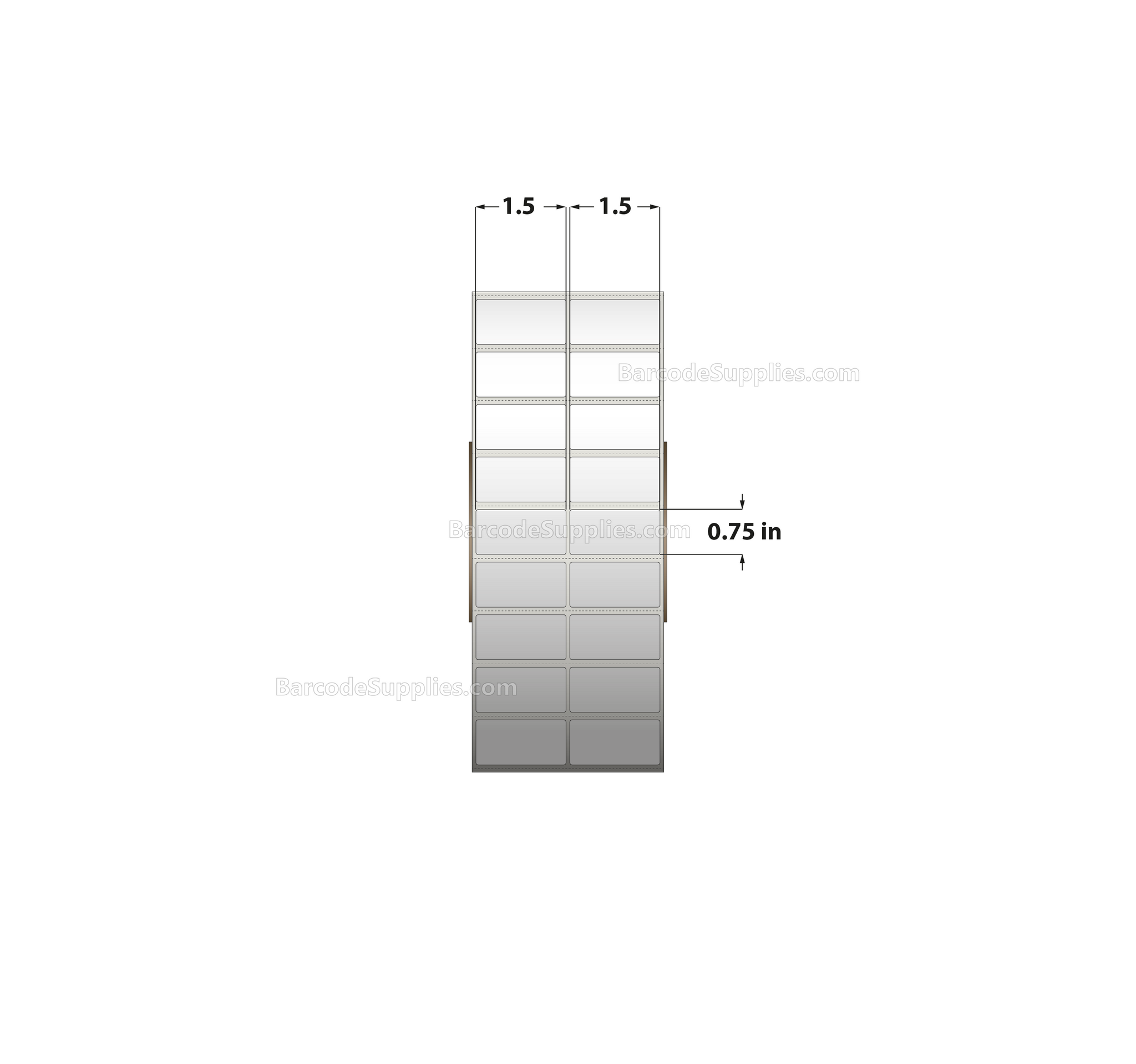 1.5 x 0.75 Thermal Transfer White Labels With Permanent Adhesive - Perforated - 15,000 Labels Per Roll - Carton Of 4 Rolls - 60000 Labels Total - MPN: RP-15-075-15000-3