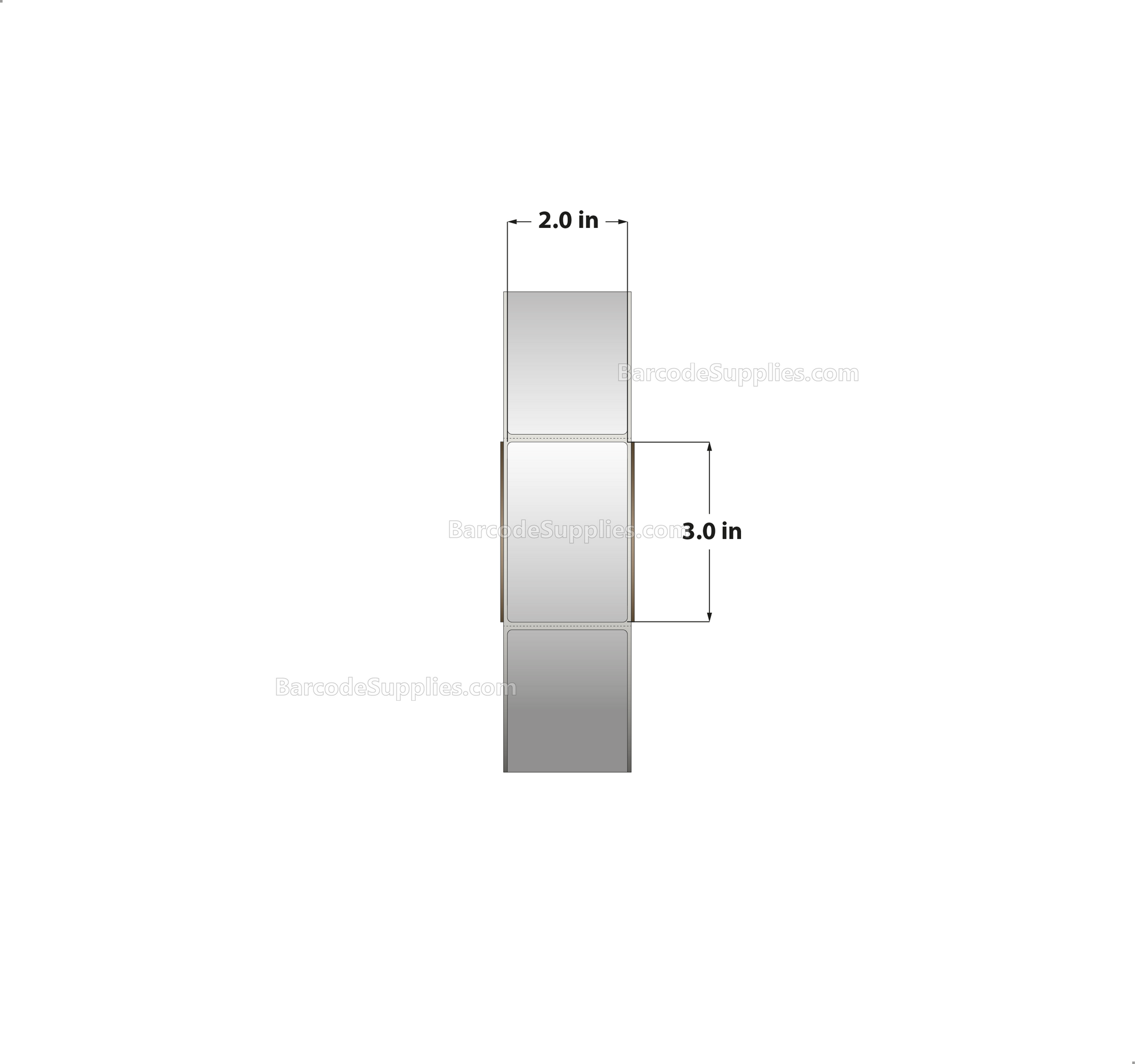 2 x 3 Thermal Transfer White Labels With Permanent Adhesive - Perforated - 1900 Labels Per Roll - Carton Of 8 Rolls - 15200 Labels Total - MPN: RT-2-3-1900-3