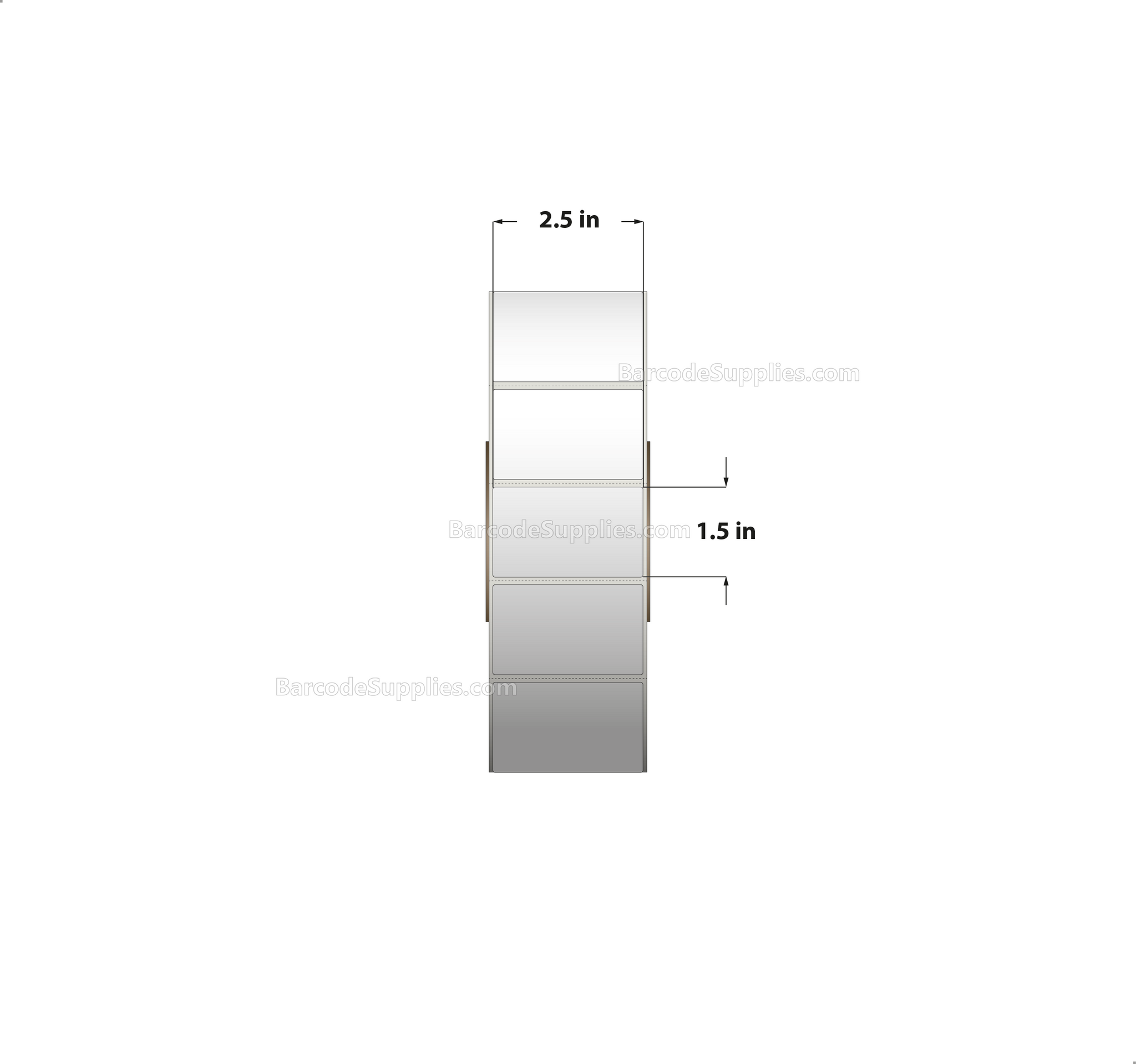 2.5 x 1.5 Direct Thermal White Labels With Acrylic Adhesive - Perforated - 3600 Labels Per Roll - Carton Of 8 Rolls - 28800 Labels Total - MPN: RD-25-15-3600-3 - BarcodeSource, Inc.