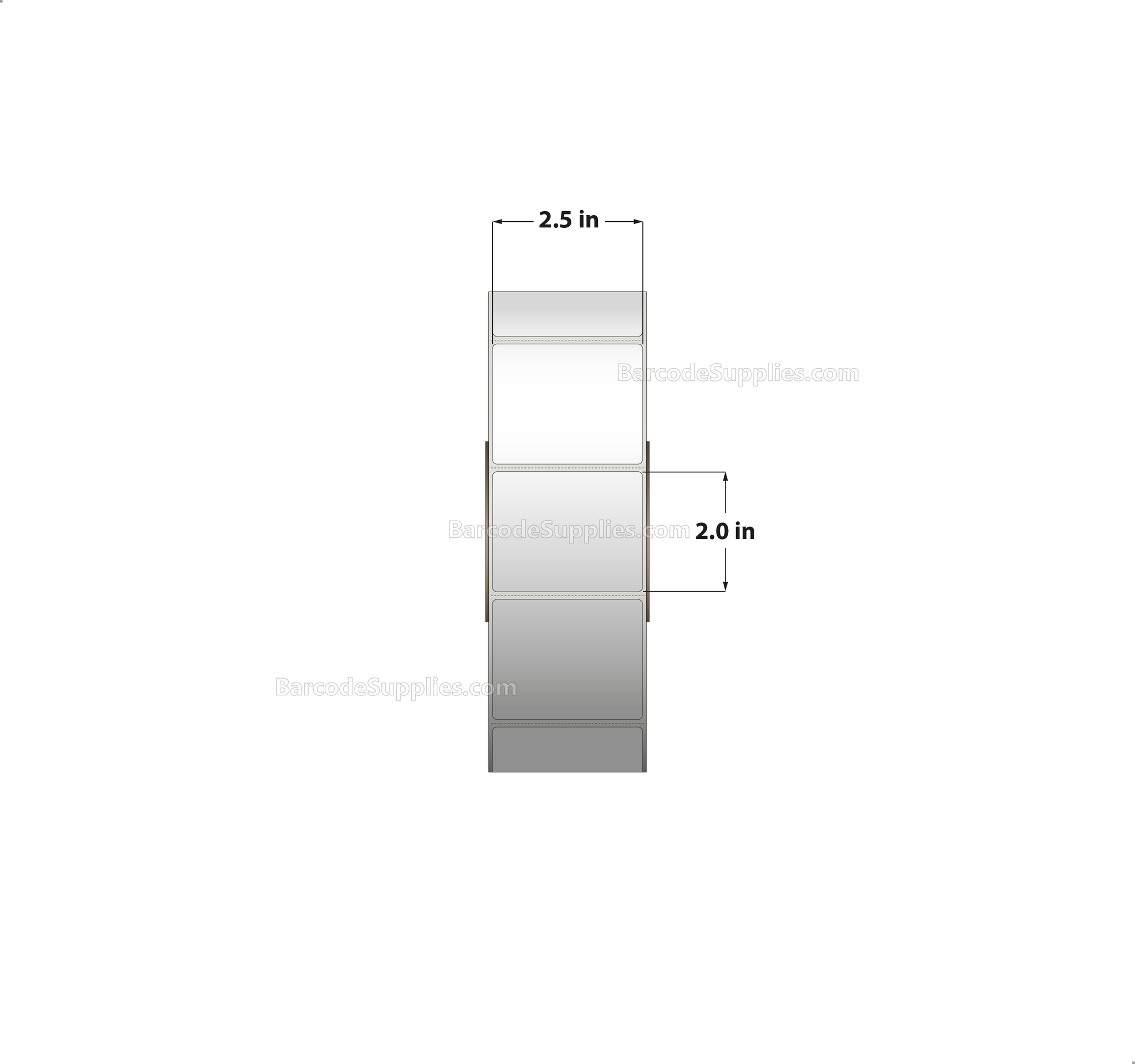 2.5 x 2 Direct Thermal White Labels With Acrylic Adhesive - Perforated - 2900 Labels Per Roll - Carton Of 8 Rolls - 23200 Labels Total - MPN: RD-25-2-2900-3