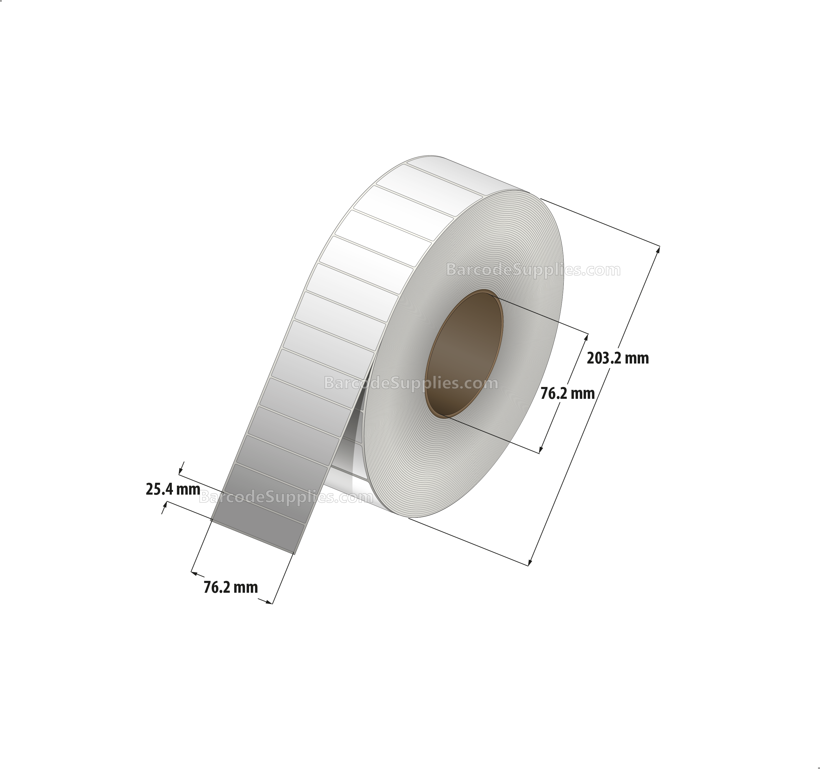 3 x 1 Thermal Transfer White Labels With Rubber Adhesive - No Perforation - 5000 Labels Per Roll - Carton Of 6 Rolls - 30000 Labels Total - MPN: CTT300100-3