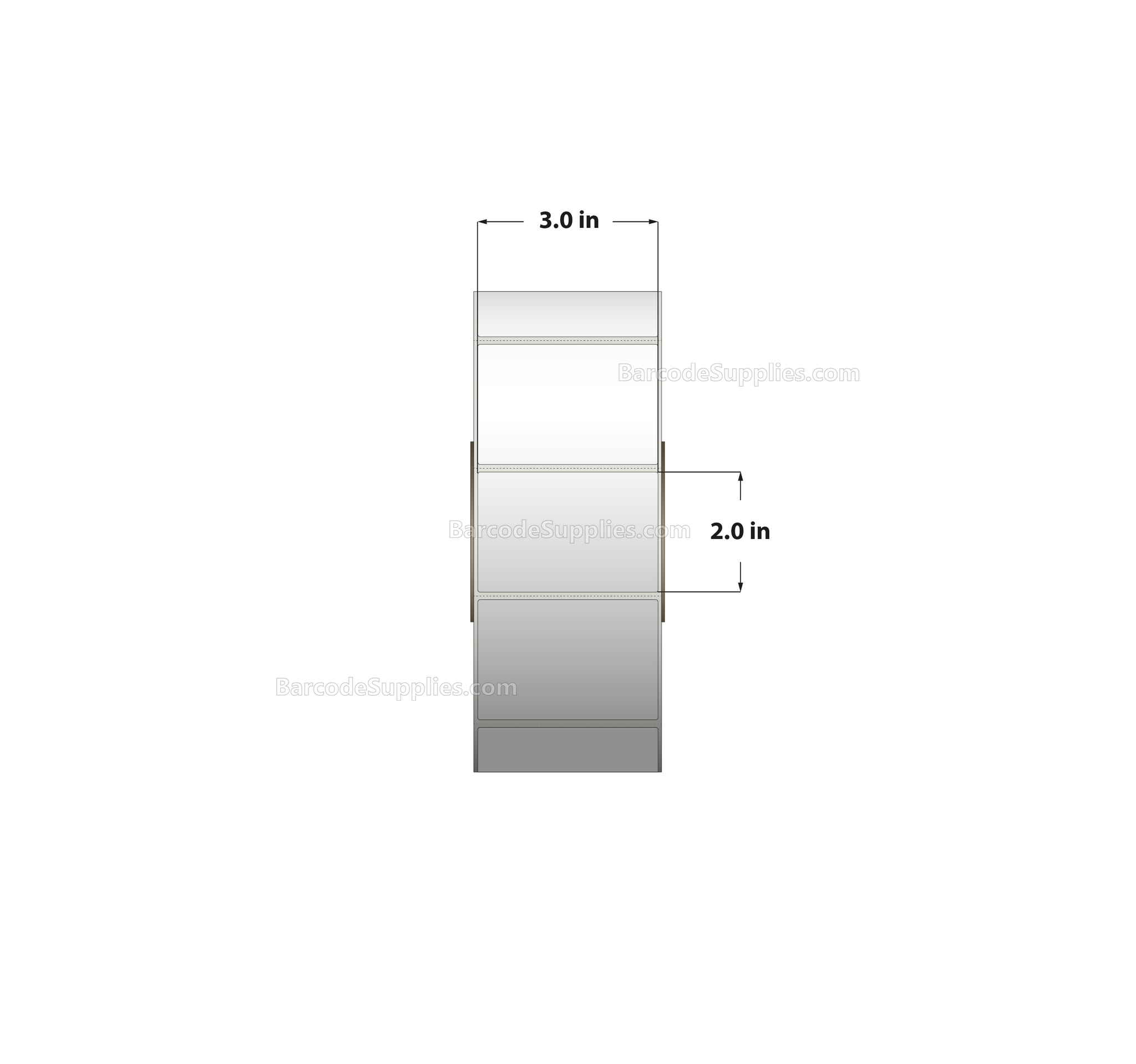 3 x 2 Thermal Transfer White Labels With Permanent Acrylic Adhesive - Perforated - 3000 Labels Per Roll - Carton Of 6 Rolls - 18000 Labels Total - MPN: TH32-1P