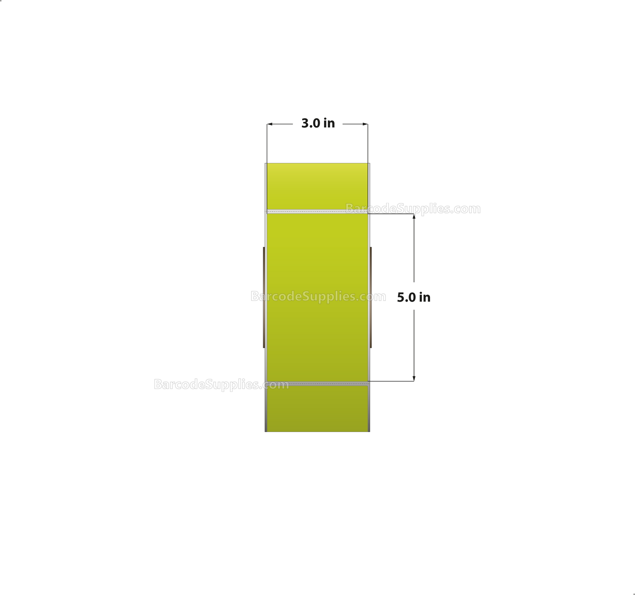 3 x 5 Thermal Transfer Fluorescent Chartreuse Labels With Permanent Adhesive - Perforated - 1200 Labels Per Roll - Carton Of 8 Rolls - 9600 Labels Total - MPN: FL-3-5-1200-CH