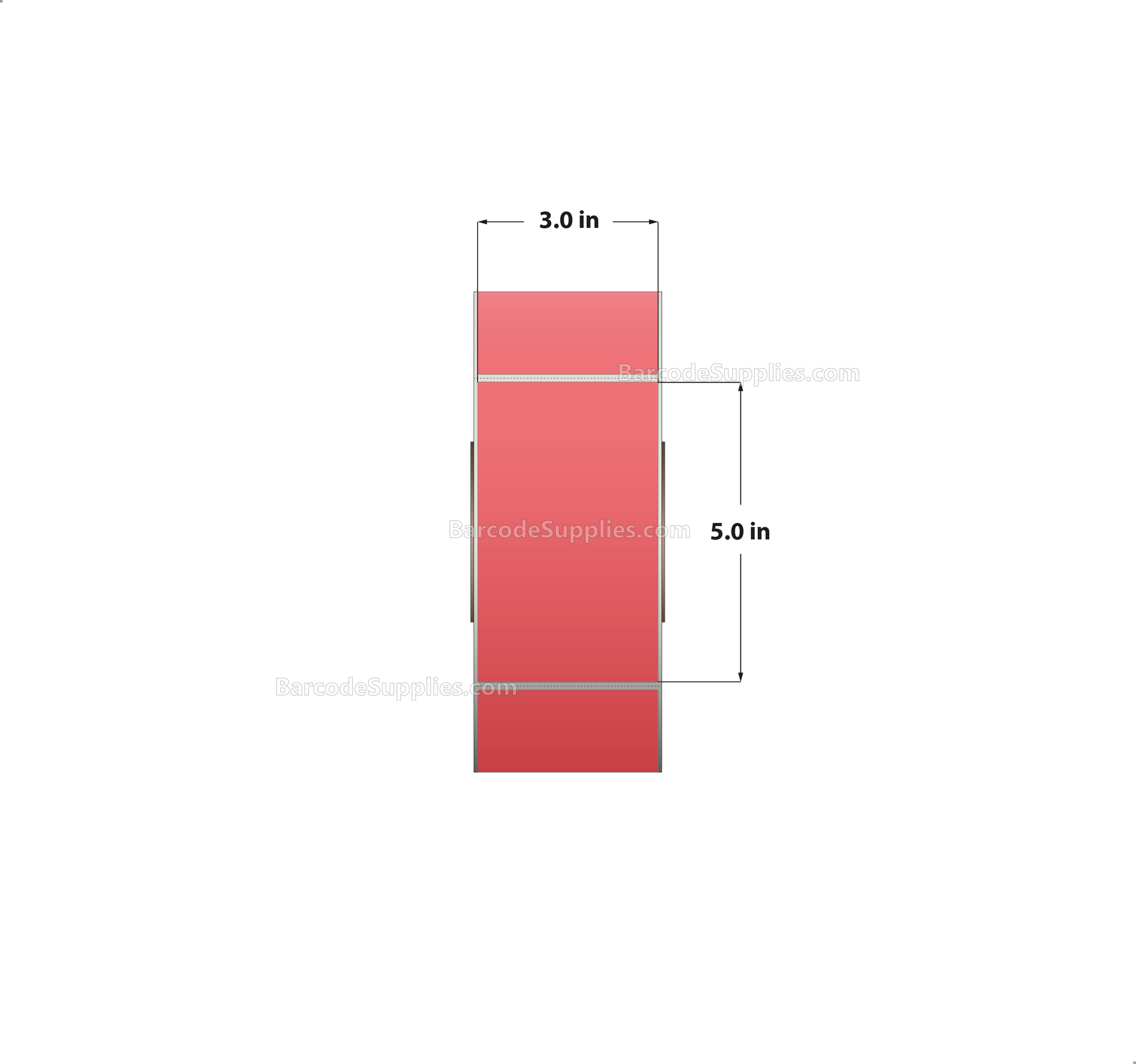 3 x 5 Thermal Transfer Fluorescent 85 Red Labels With Permanent Adhesive - Perforated - 1200 Labels Per Roll - Carton Of 8 Rolls - 9600 Labels Total - MPN: FL-3-5-1200-RD