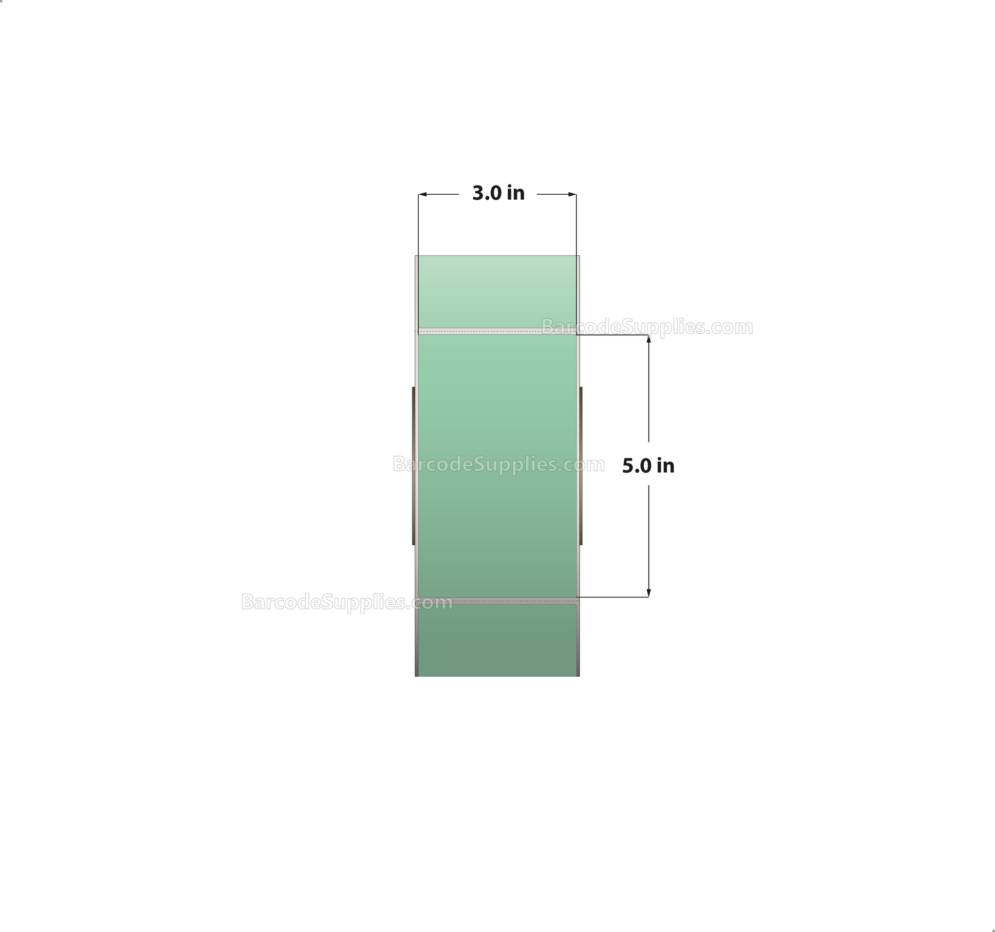 3 x 5 Thermal Transfer Fluorescent 802 Green Labels With Permanent Adhesive - Perforated - 1200 Labels Per Roll - Carton Of 8 Rolls - 9600 Labels Total - MPN: FL-3-5-1200-GR