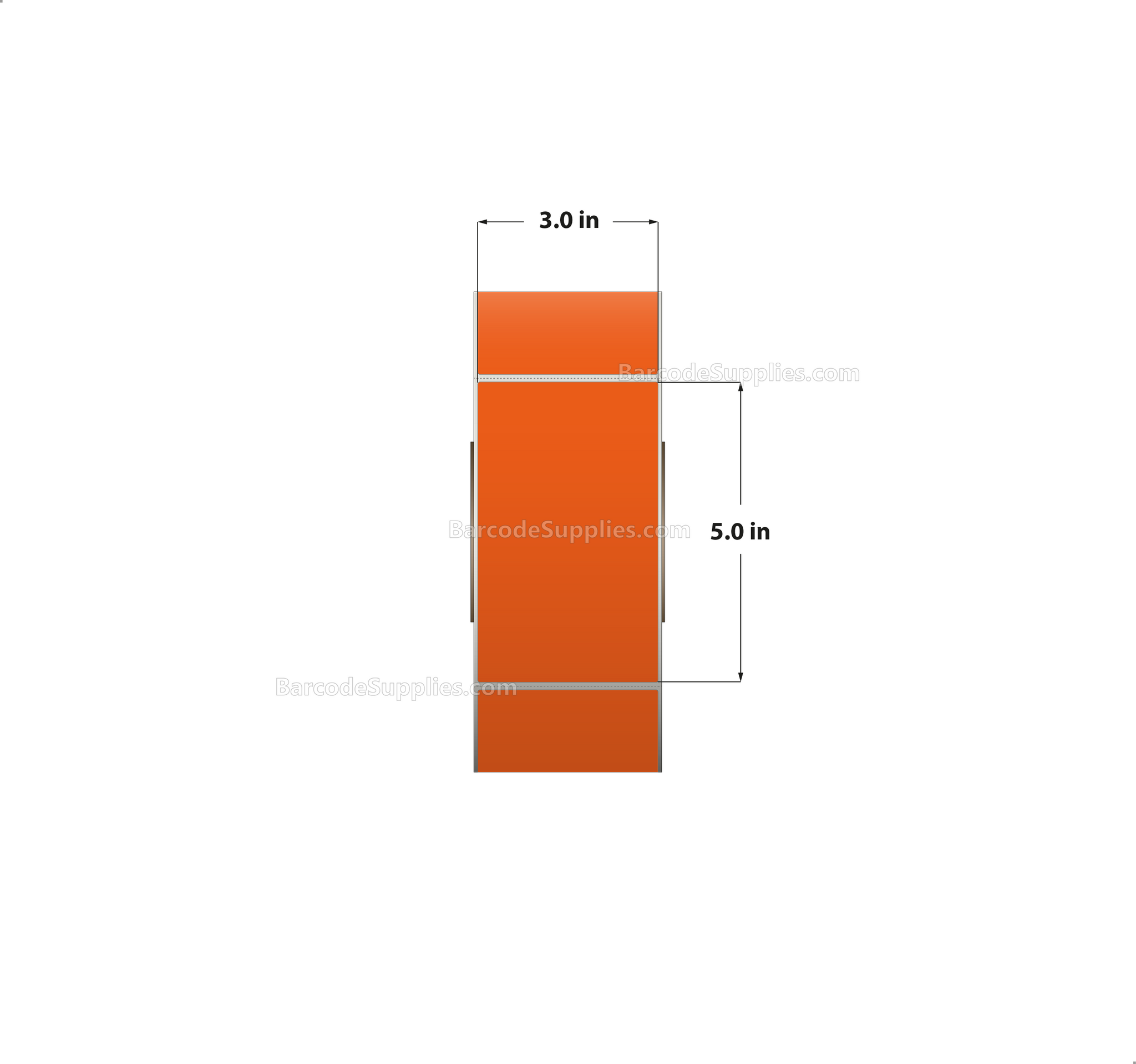 3 x 5 Thermal Transfer Fluorescent 804 Orange Labels With Permanent Adhesive - Perforated - 1200 Labels Per Roll - Carton Of 8 Rolls - 9600 Labels Total - MPN: FL-3-5-1200-OR