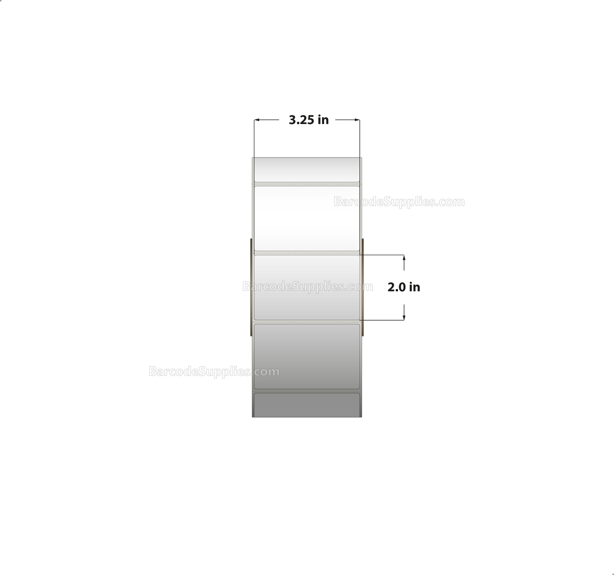 3.25 x 2 Thermal Transfer White Labels With Permanent Adhesive - Perforated - 2900 Labels Per Roll - Carton Of 8 Rolls - 23200 Labels Total - MPN: RT-325-2-2900-3