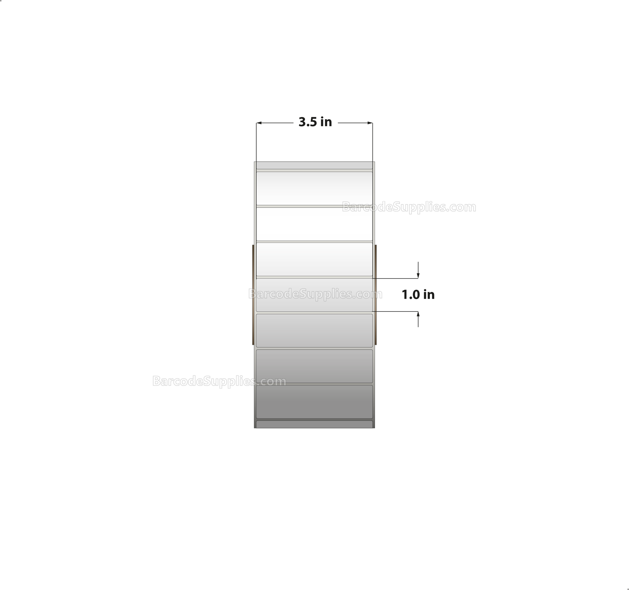 3.5 x 1 Thermal Transfer White Labels With Permanent Acrylic Adhesive - Not Perforated - 5500 Labels Per Roll - Carton Of 6 Rolls - 33000 Labels Total - MPN: TH351-1