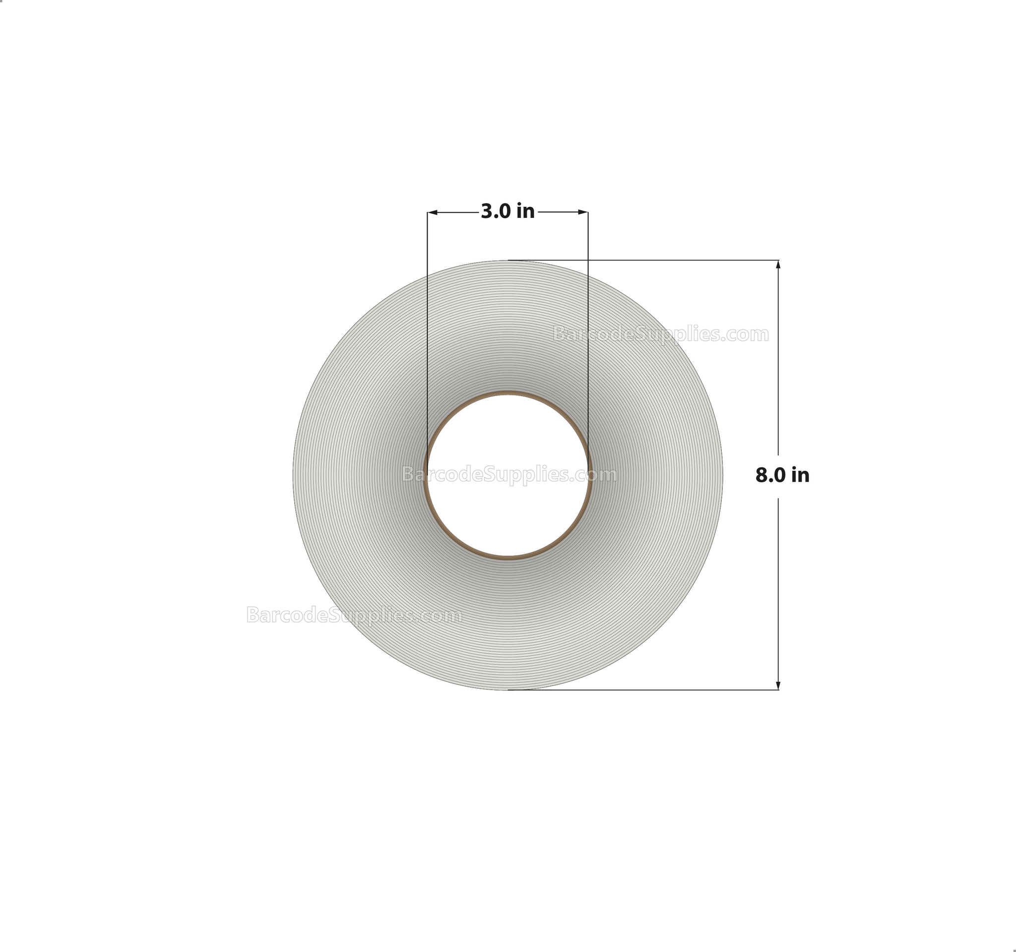 3.5 x 8 Thermal Transfer White Labels With Permanent Adhesive - Perforated - 750 Labels Per Roll - Carton Of 4 Rolls - 3000 Labels Total - MPN: RT-35-8-750-3