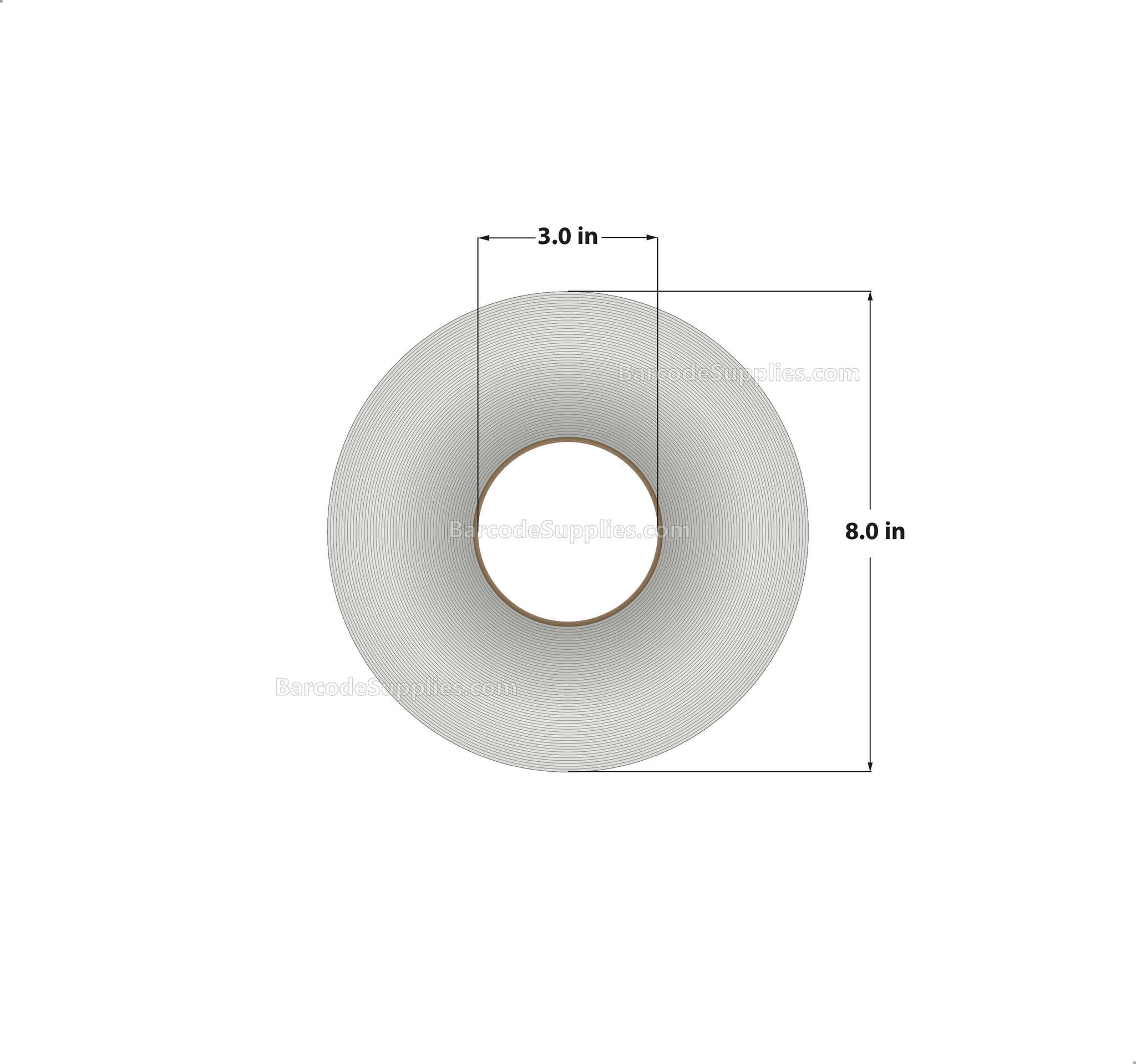 4 x 12 Thermal Transfer White Labels With Permanent Adhesive - Perforated - 500 Labels Per Roll - Carton Of 4 Rolls - 2000 Labels Total - MPN: RT-4-12-500-3