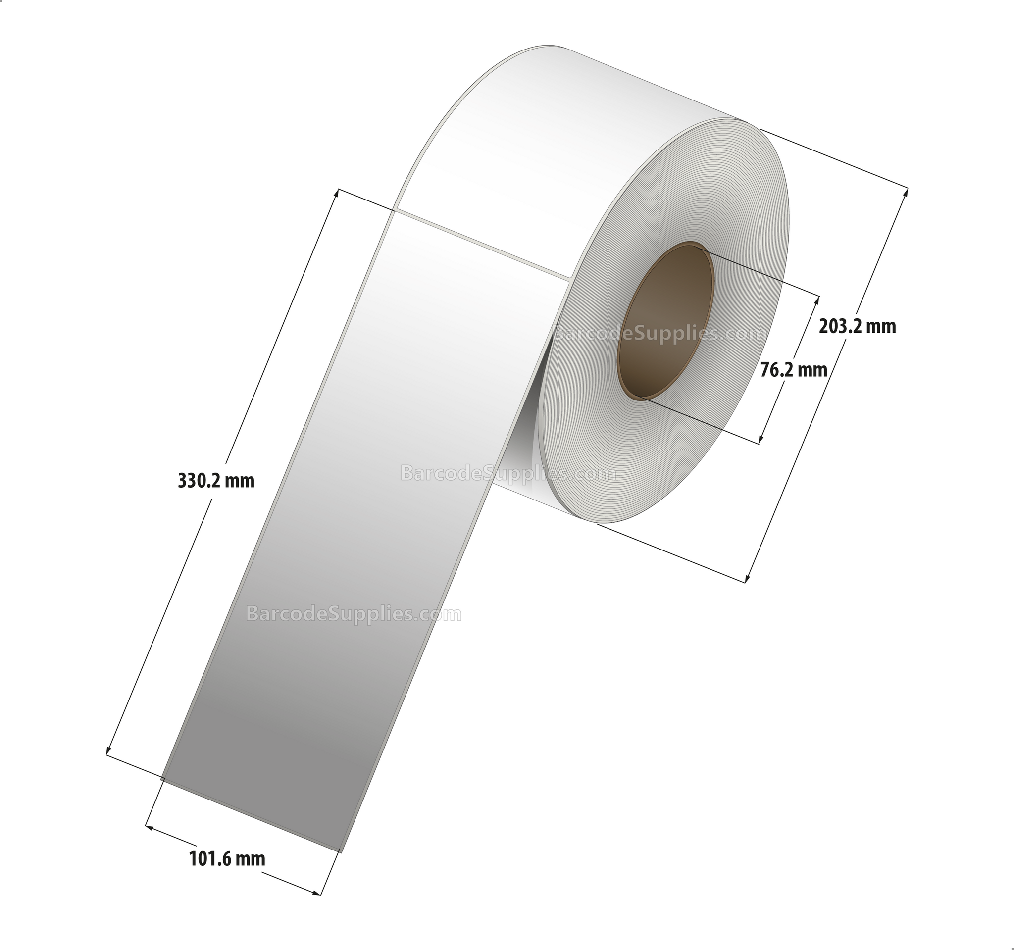 4 x 13 Thermal Transfer White Labels With Permanent Acrylic Adhesive - Not Perforated - 475 Labels Per Roll - Carton Of 4 Rolls - 1900 Labels Total - MPN: TH413-1