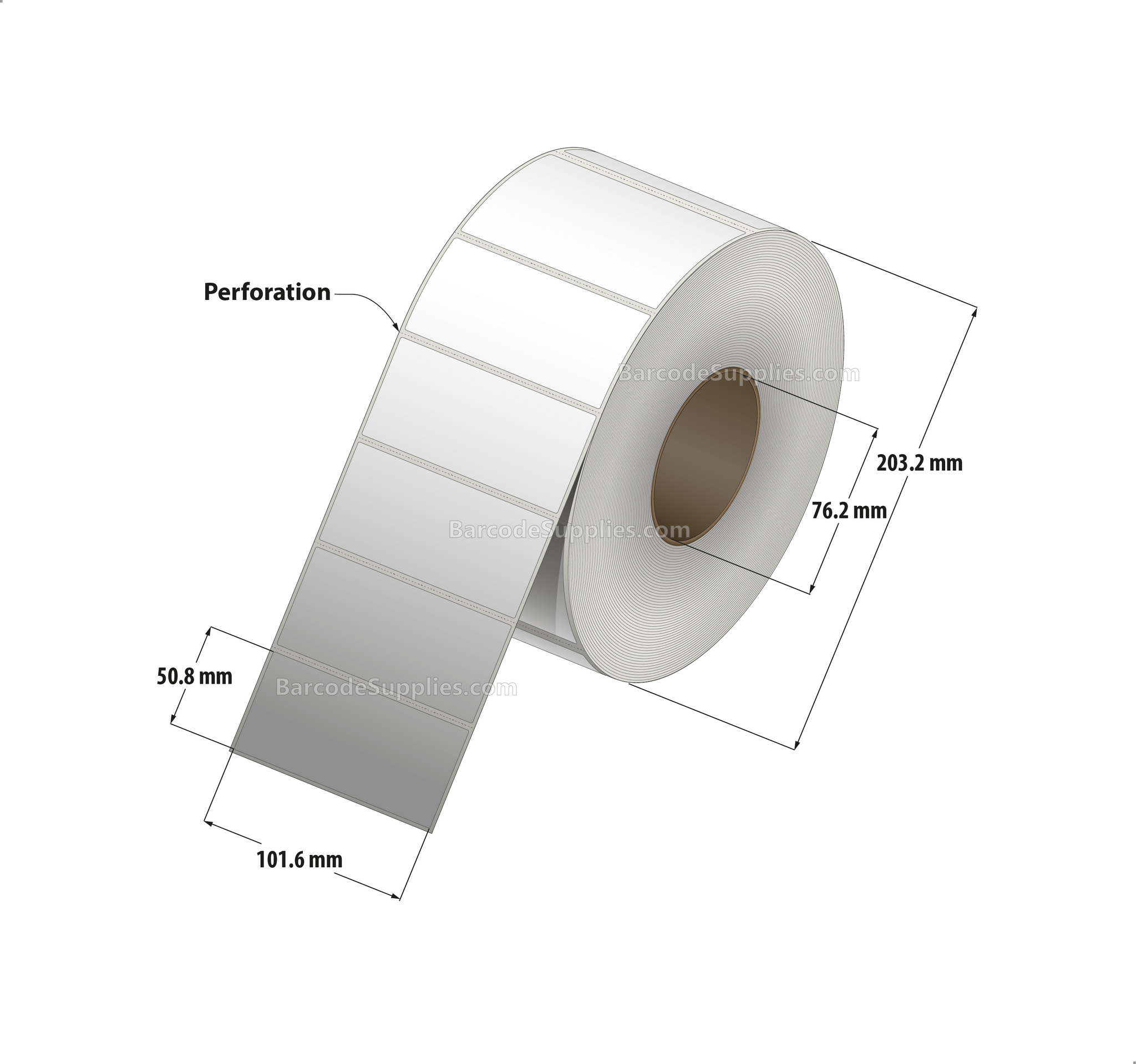 4 x 2 Thermal Transfer White Labels With Adhesive - Perforated - 2600 Labels Per Roll - Carton Of 4 Rolls - 10400 Labels Total - MPN: THKD42-1P