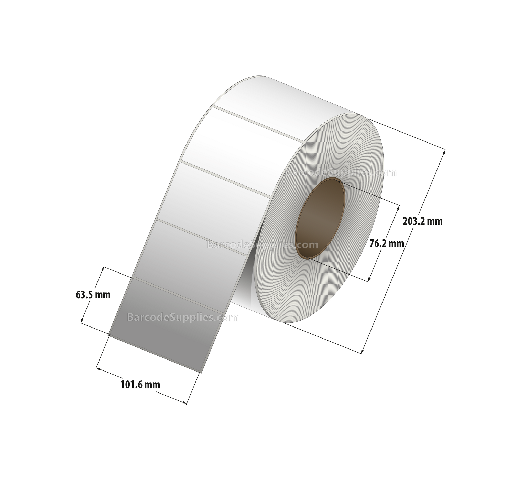 4 x 2.5 Thermal Transfer White Labels With Permanent Acrylic Adhesive - Not Perforated - 2500 Labels Per Roll - Carton Of 4 Rolls - 10000 Labels Total - MPN: TH425-1
