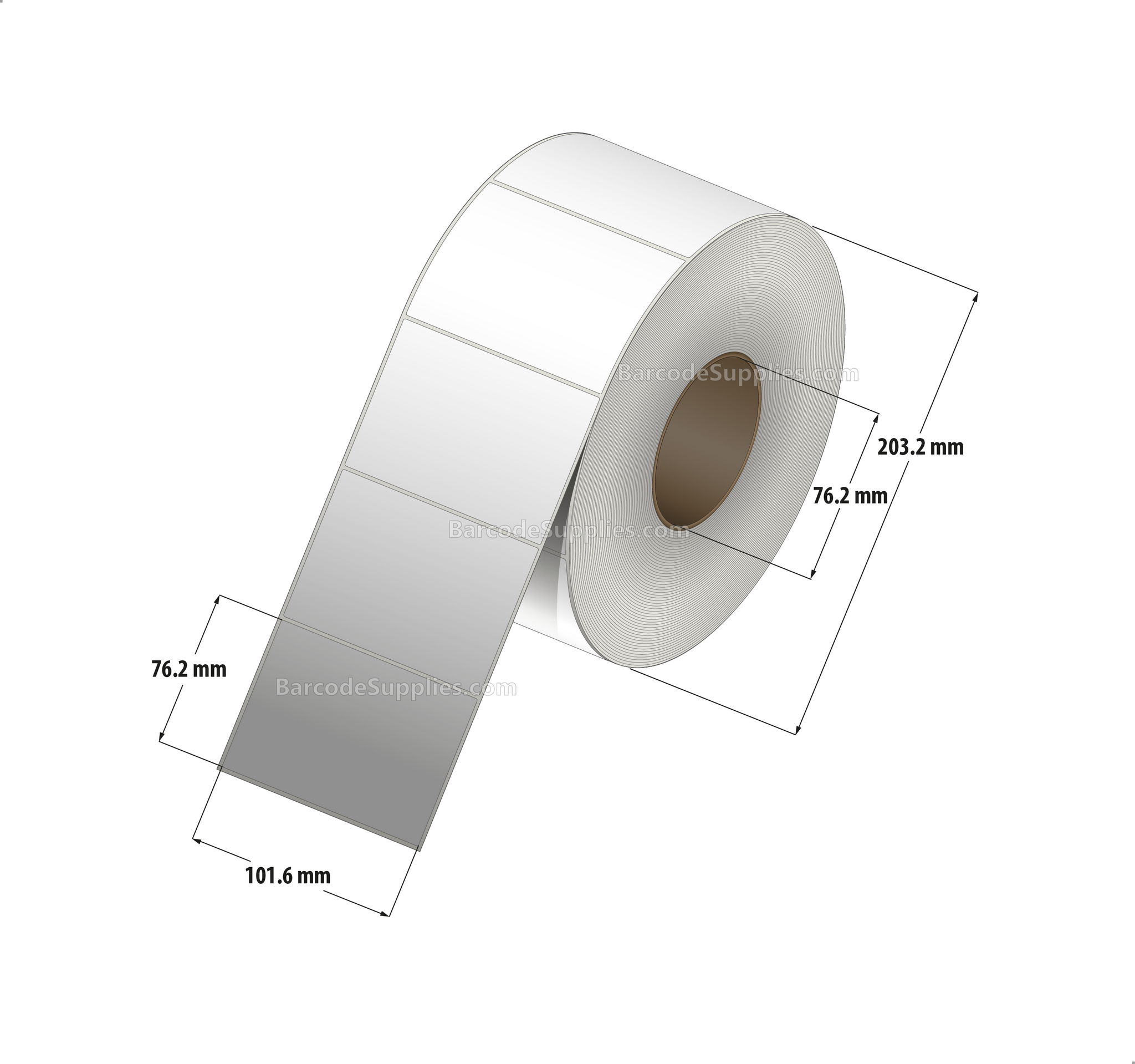 4 x 3 Thermal Transfer White Labels With Permanent Adhesive - No Perforation - 1900 Labels Per Roll - Carton Of 4 Rolls - 7600 Labels Total - MPN: RT-4-3-1900-NP