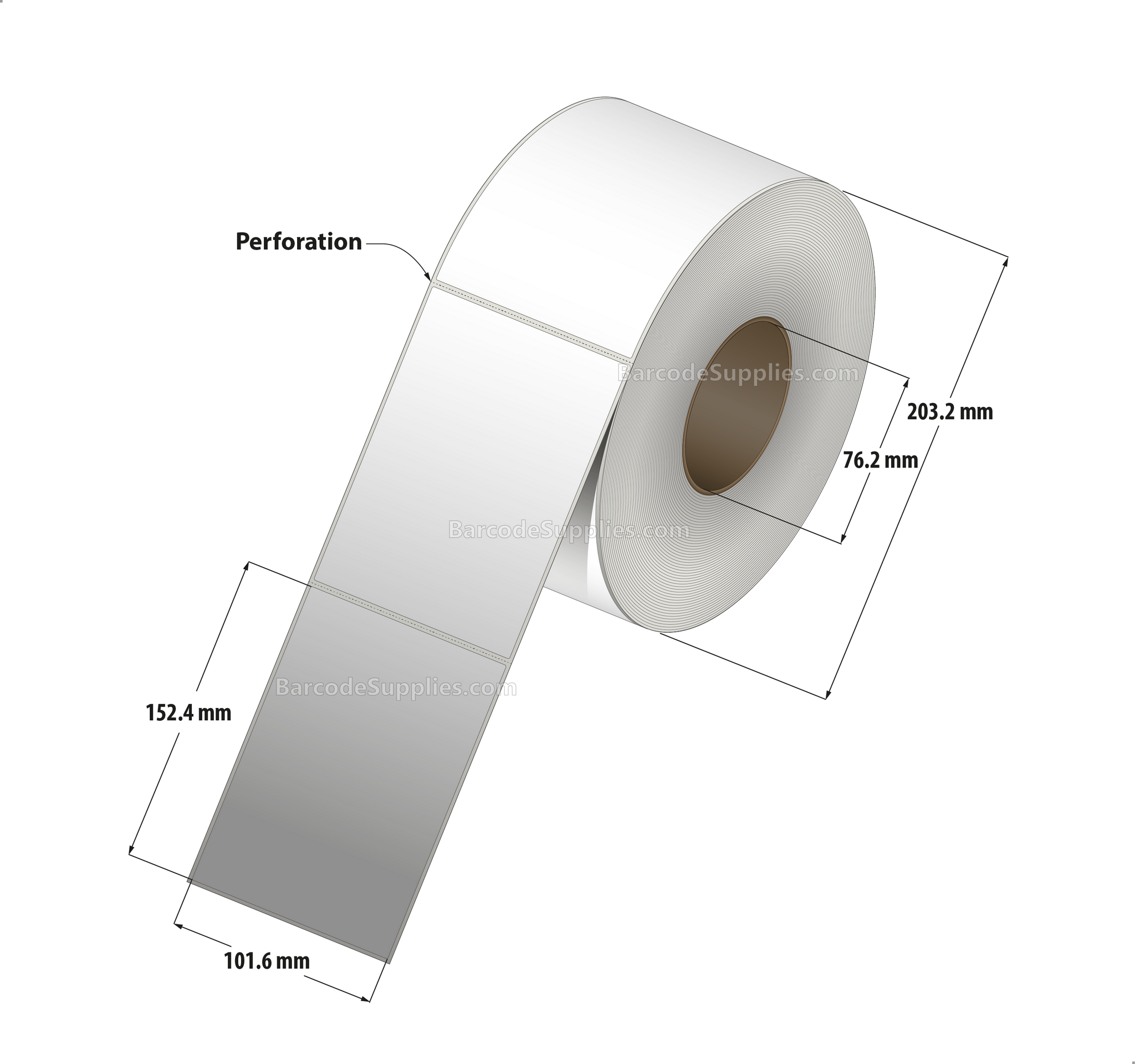 4 x 6 Direct Thermal White Labels With Permanent Acrylic Adhesive - Perforated - 1000 Labels Per Roll - Carton Of 4 Rolls - 4000 Labels Total - MPN: DT46-1