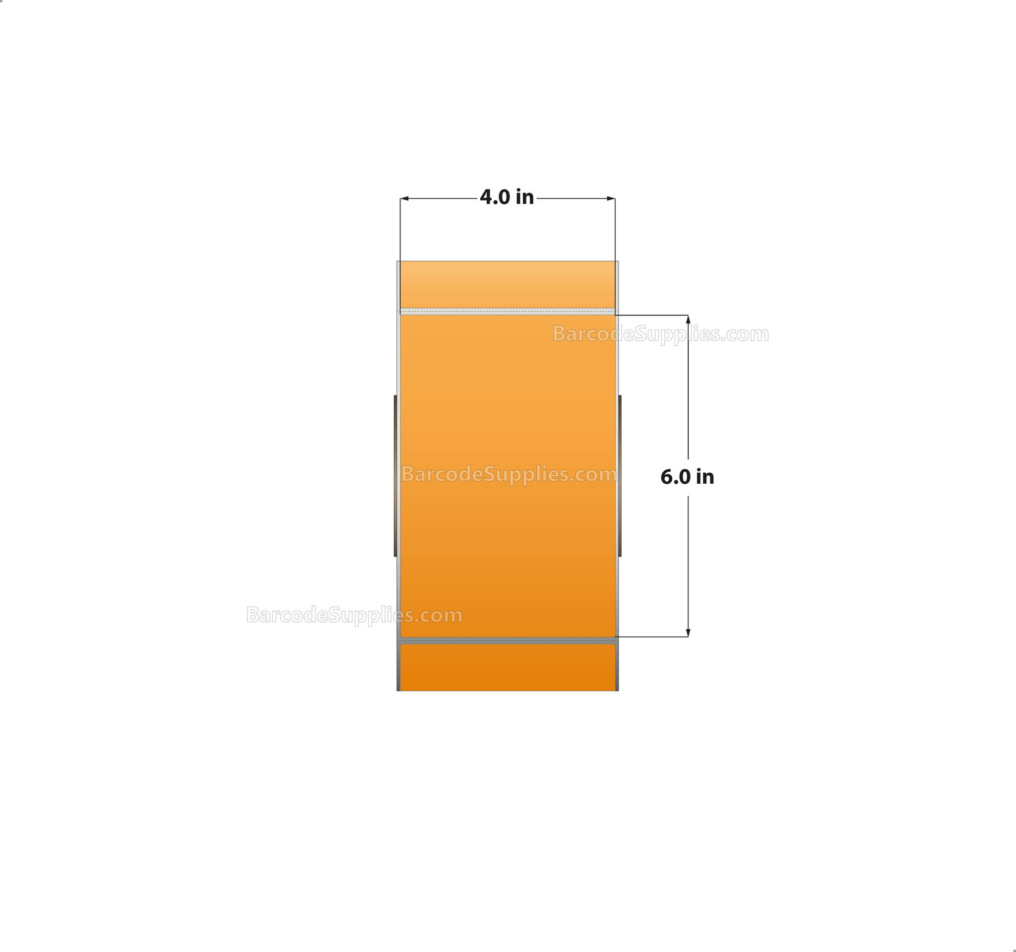 4 x 6 Thermal Transfer Fluorescent 804 Orange Labels With Permanent Adhesive - Perforated - 1000 Labels Per Roll - Carton Of 4 Rolls - 4000 Labels Total - MPN: FL-4-6-1000-OR