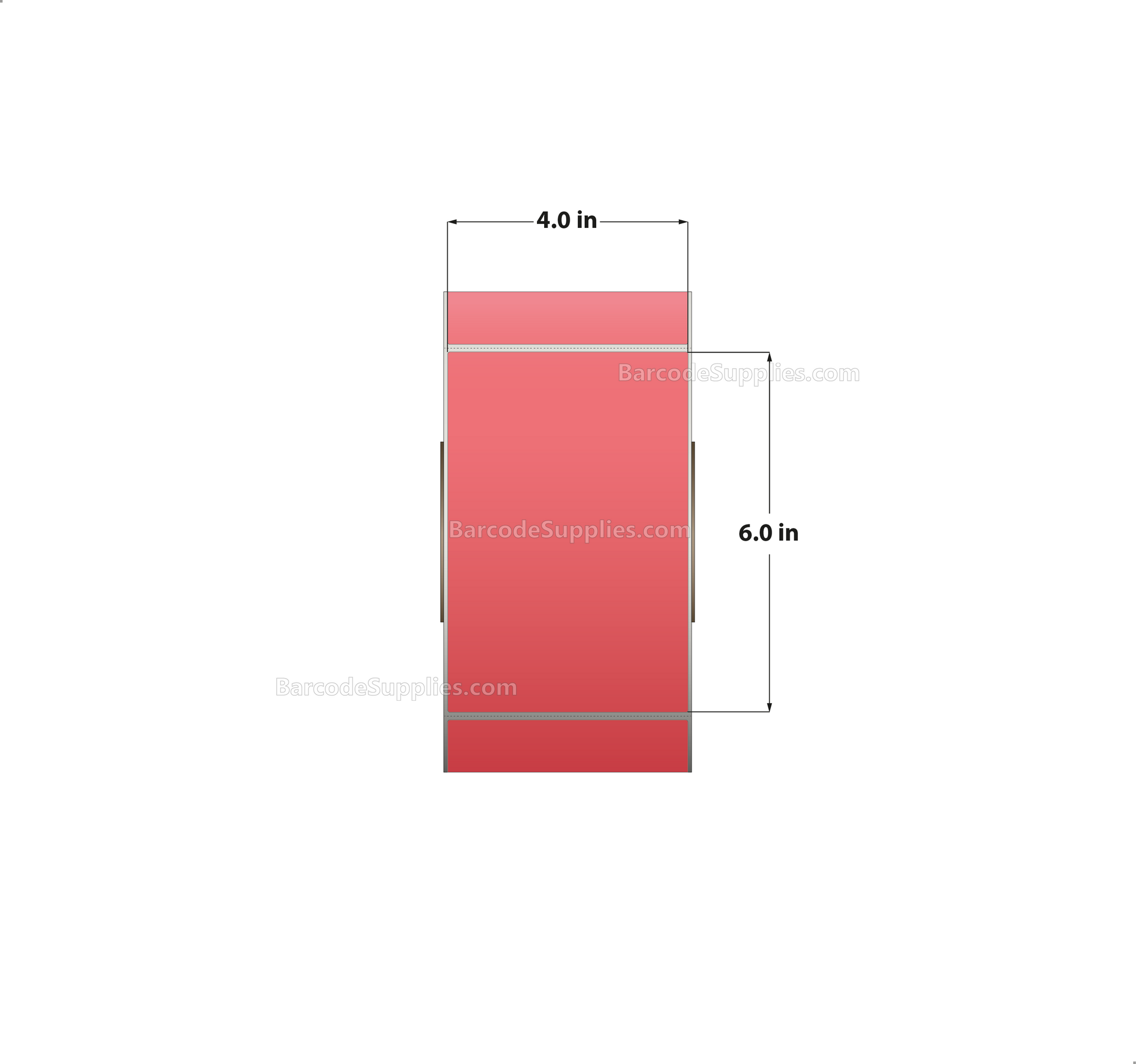 4 x 6 Thermal Transfer Fluorescent 805 Red Labels With Permanent Adhesive - Perforated - 1000 Labels Per Roll - Carton Of 4 Rolls - 4000 Labels Total - MPN: FL-4-6-1000-RD