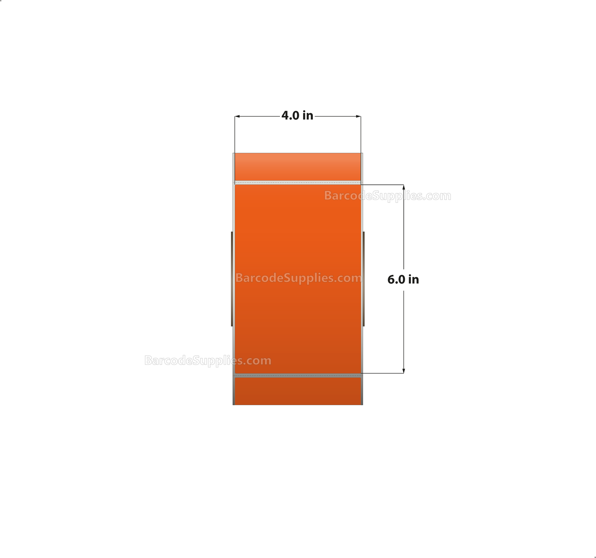 4 x 6 Direct Thermal Orange Labels With Acrylic Adhesive - Perforated - 1000 Labels Per Roll - Carton Of 4 Rolls - 4000 Labels Total - MPN: RD-4-6-1000-OR