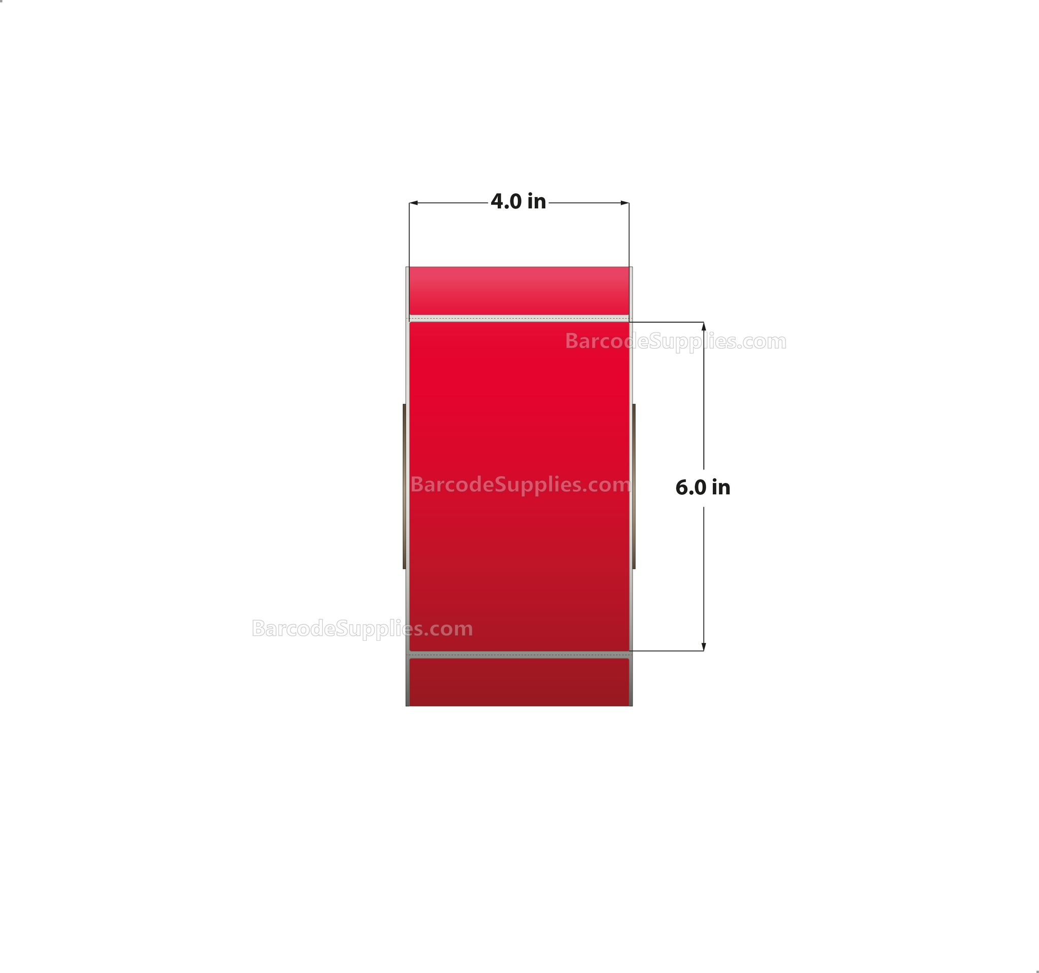 4 x 6 Direct Thermal Red Labels With Acrylic Adhesive - Perforated - 1000 Labels Per Roll - Carton Of 4 Rolls - 4000 Labels Total - MPN: RD-4-6-1000-RD