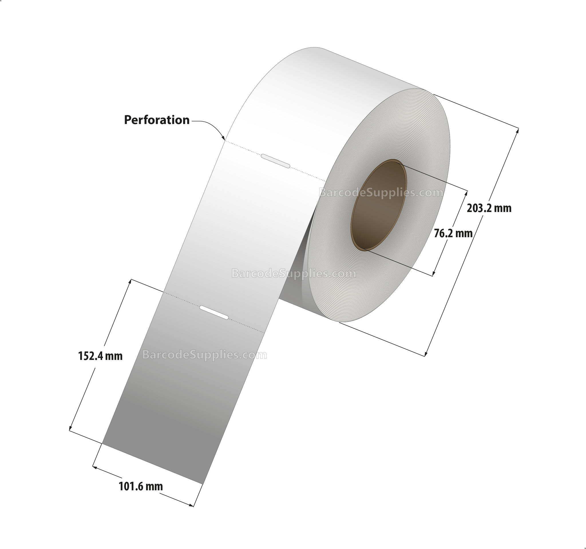 4 x 6 Thermal Transfer White Tags With No Adhesive - Perforated - 1000 Tags Per Roll - Carton Of 4 Rolls - 4000 Tags Total - MPN: TAG46-1P