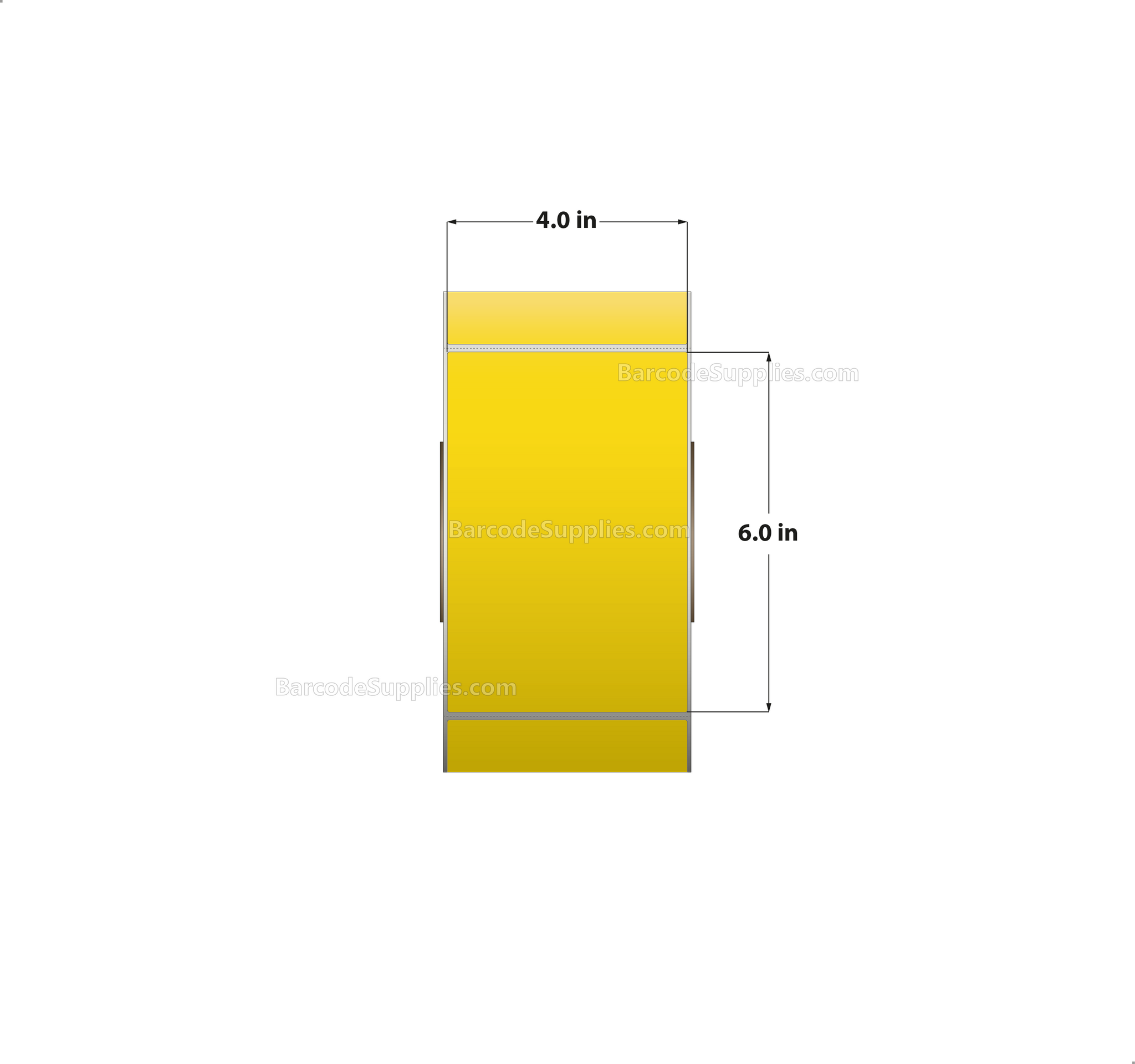 4 x 6 Thermal Transfer Yellow Labels With Rubber Adhesive - Perforated - 1000 Labels Per Roll - Carton Of 4 Rolls - 4000 Labels Total - MPN: CTT400600-3PF-YELLOW