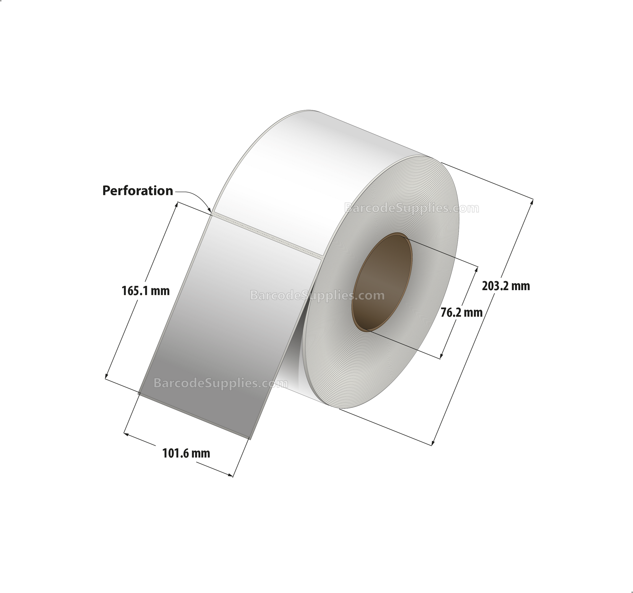 4 x 6.5 Direct Thermal White Labels With Acrylic Adhesive - Perforated - 900 Labels Per Roll - Carton Of 4 Rolls - 3600 Labels Total - MPN: RD-4-65-900-3 - BarcodeSource, Inc.