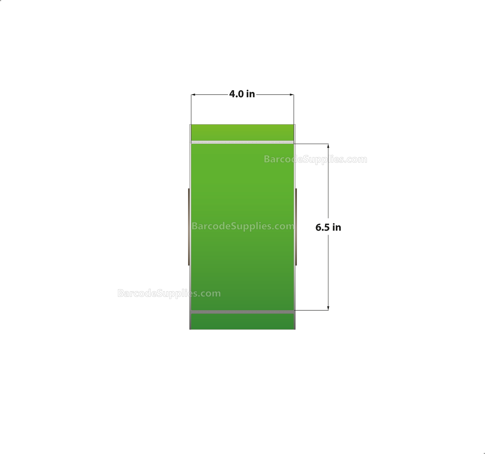 4 x 6.5 Thermal Transfer Fluorescent Green Labels With Permanent Acrylic Adhesive - Perforated - 900 Labels Per Roll - Carton Of 4 Rolls - 3600 Labels Total - MPN: TH465-1PFG