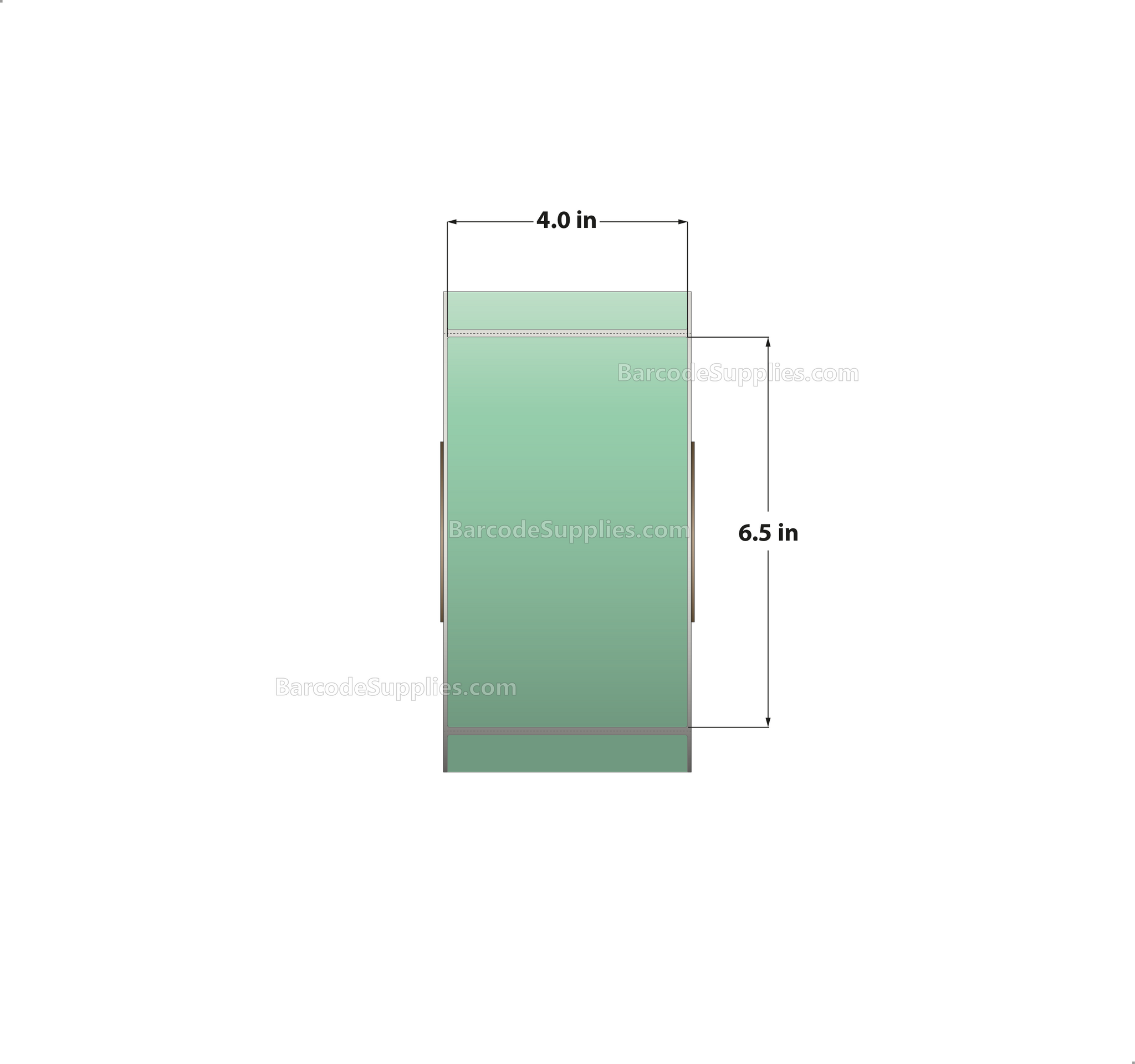 4 x 6.5 Thermal Transfer 345 Green Labels With Permanent Adhesive - Perforated - 900 Labels Per Roll - Carton Of 4 Rolls - 3600 Labels Total - MPN: RFC-4-65-900-GR