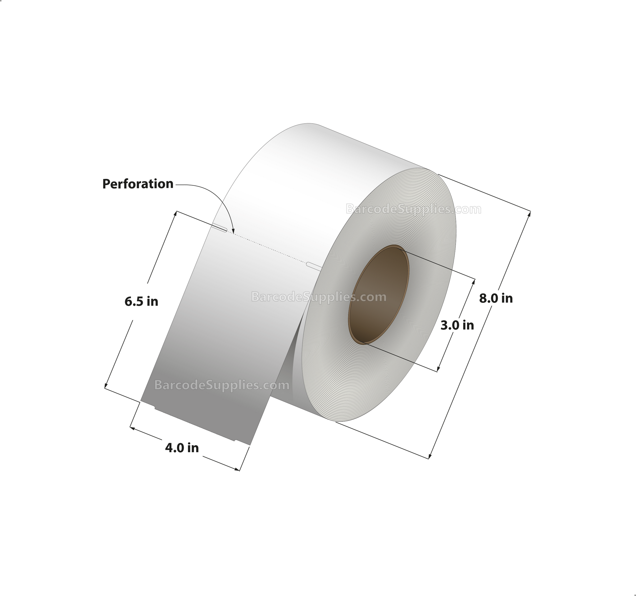 4 x 6.5 Thermal Transfer White Tags With No Adhesive - Perforated - 900 Tags Per Roll - Carton Of 4 Rolls - 3600 Tags Total - MPN: TAG465-1P