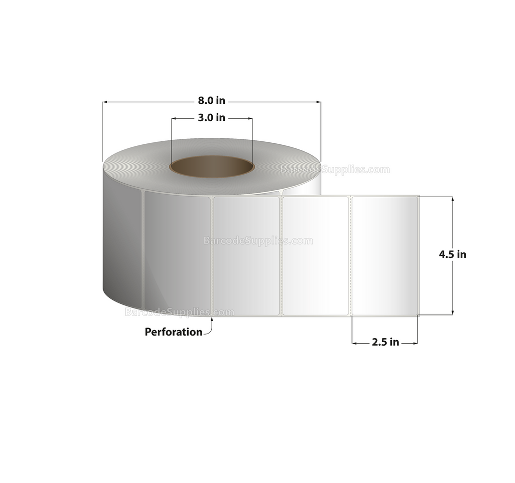 Rt 3 Label 4.5 x 2.5 Thermal Transfer Labels - RT-45-25-2500-3