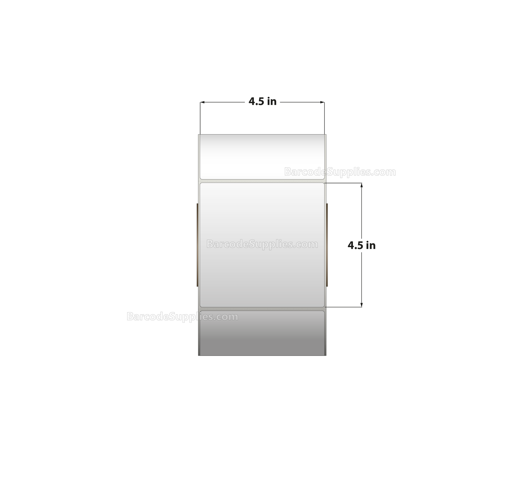 4.5 x 4.5 Direct Thermal White Labels With Acrylic Adhesive - Perforated - 1400 Labels Per Roll - Carton Of 4 Rolls - 5600 Labels Total - MPN: RD-45-45-1400-3 - BarcodeSource, Inc.