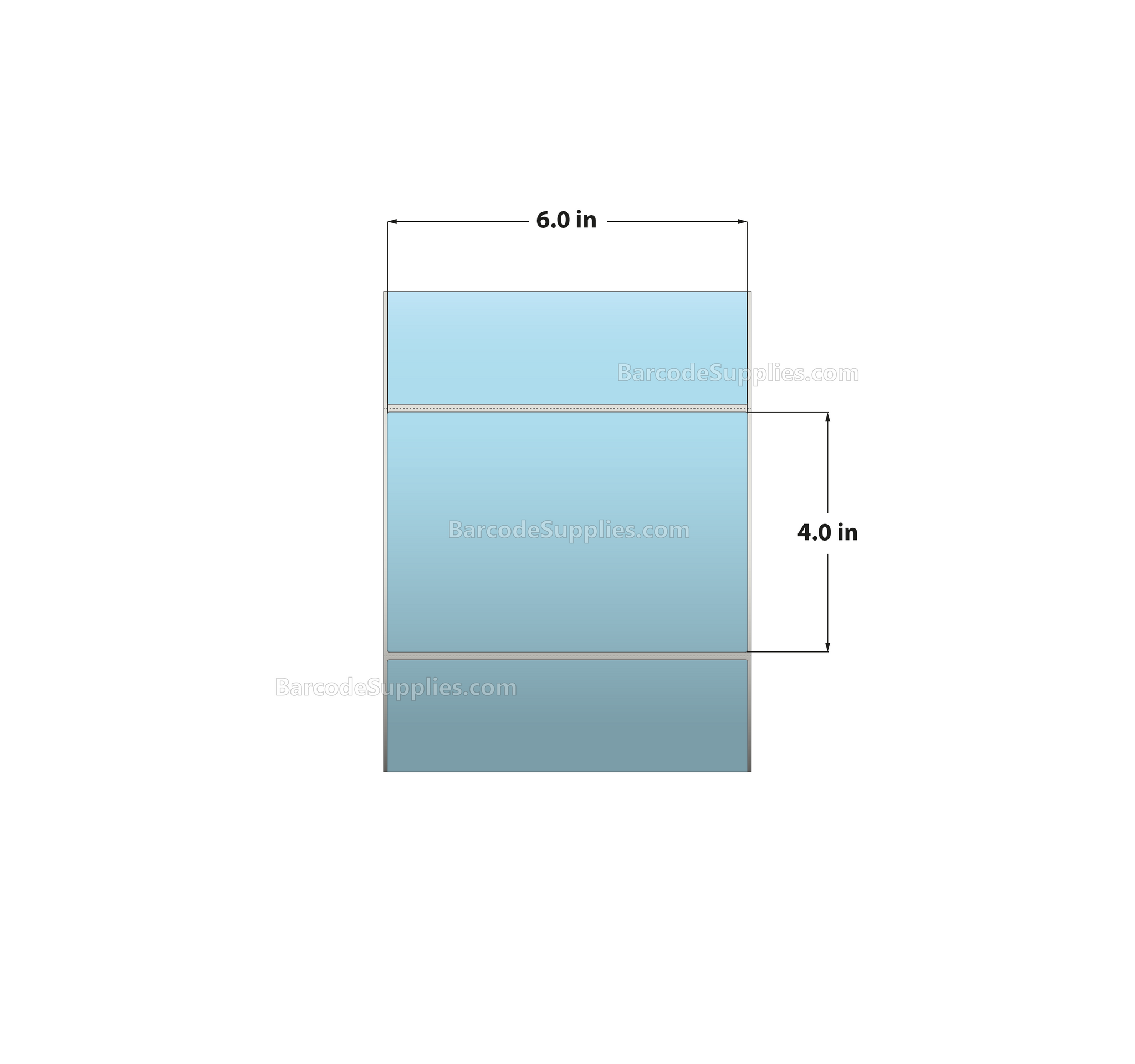 6 x 4 Thermal Transfer 290 Blue Labels With Permanent Adhesive - Perforated - 1500 Labels Per Roll - Carton Of 4 Rolls - 6000 Labels Total - MPN: RFC-6-4-1500-BL