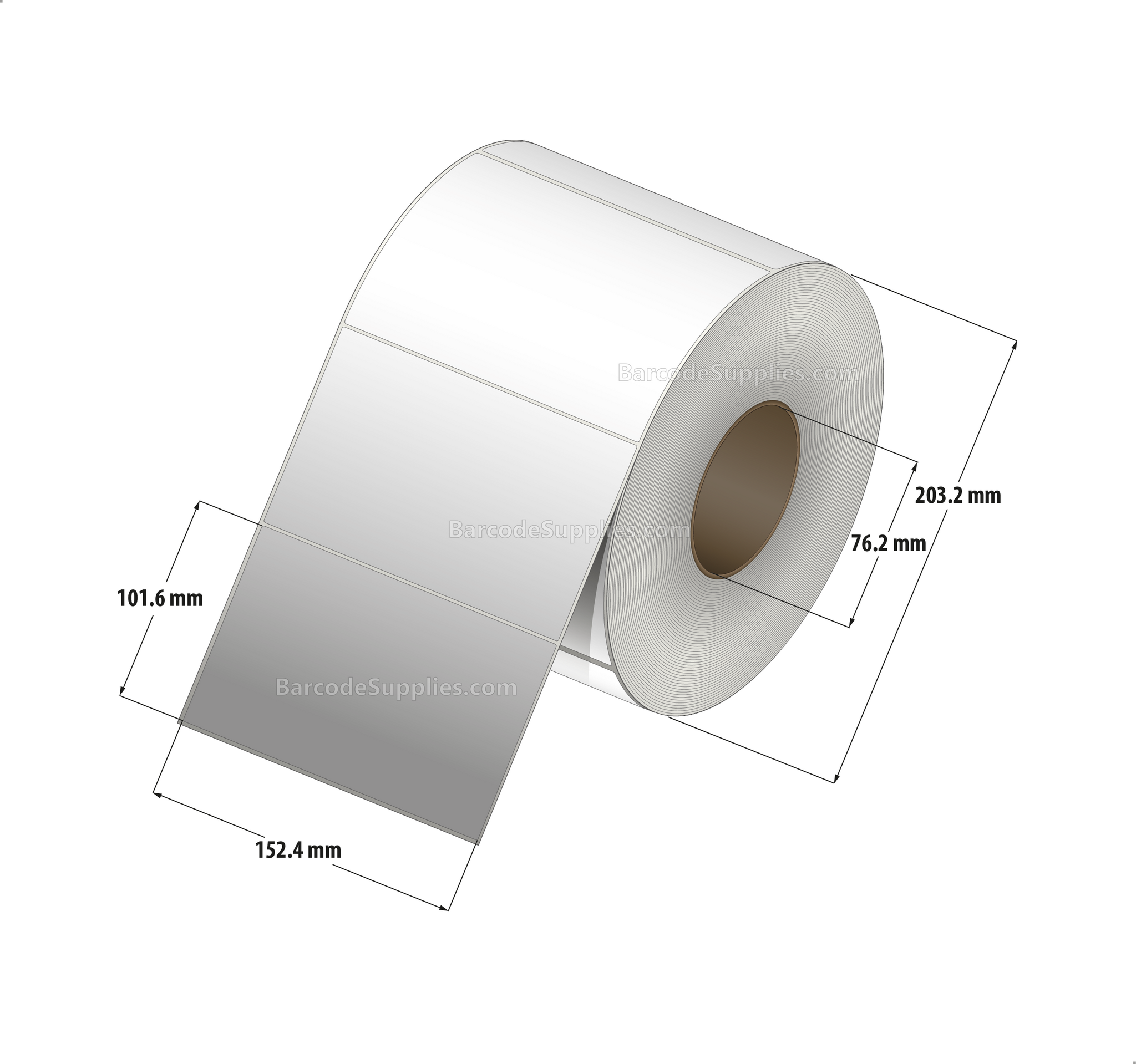 6 x 4 Thermal Transfer White Labels With Permanent Acrylic Adhesive - Not Perforated - 1500 Labels Per Roll - Carton Of 4 Rolls - 6000 Labels Total - MPN: TH64-1