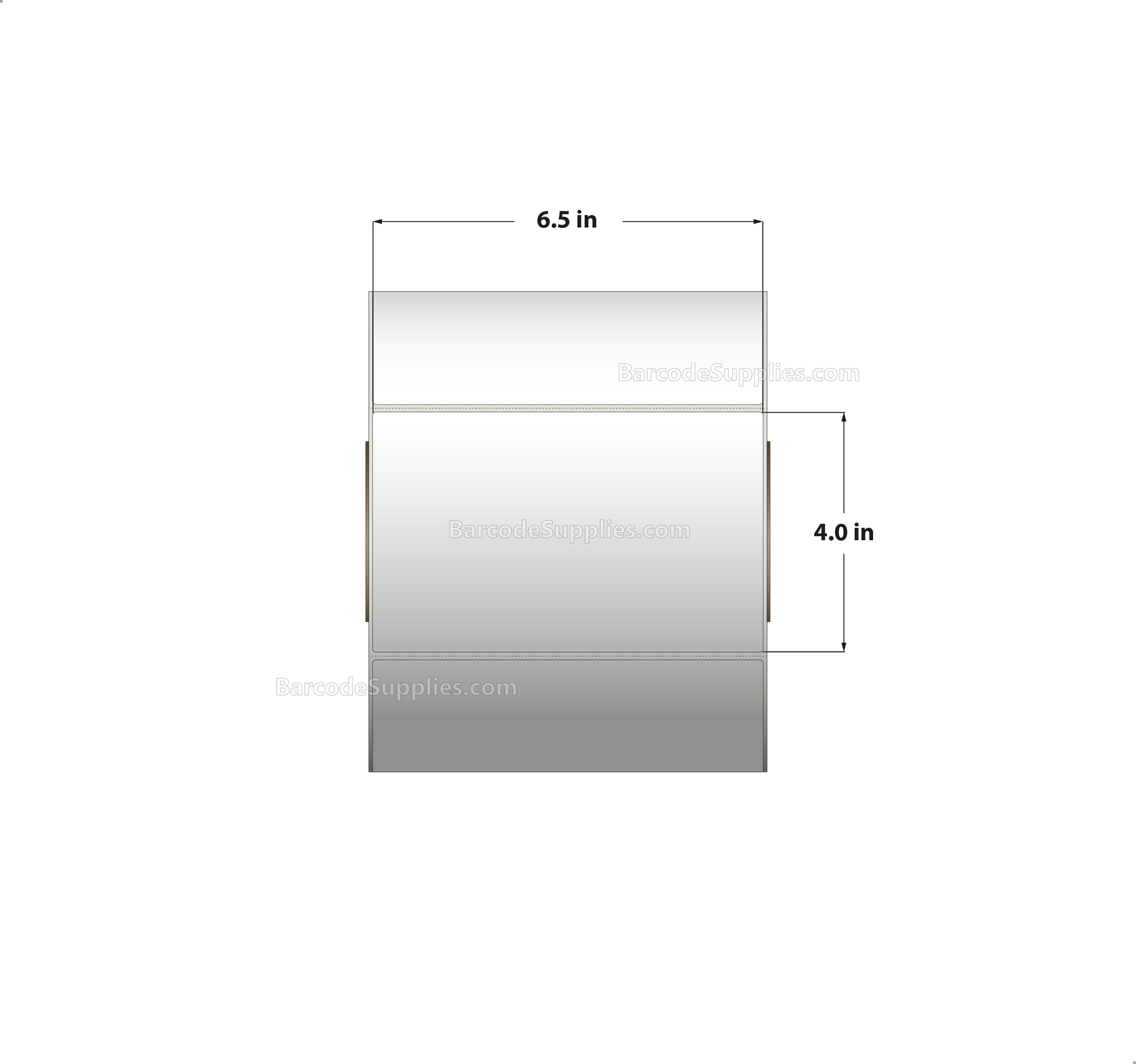 6.5 x 4 Thermal Transfer White Labels With Permanent Adhesive - Perforated - 1500 Labels Per Roll - Carton Of 4 Rolls - 6000 Labels Total - MPN: RT-65-4-1500-3