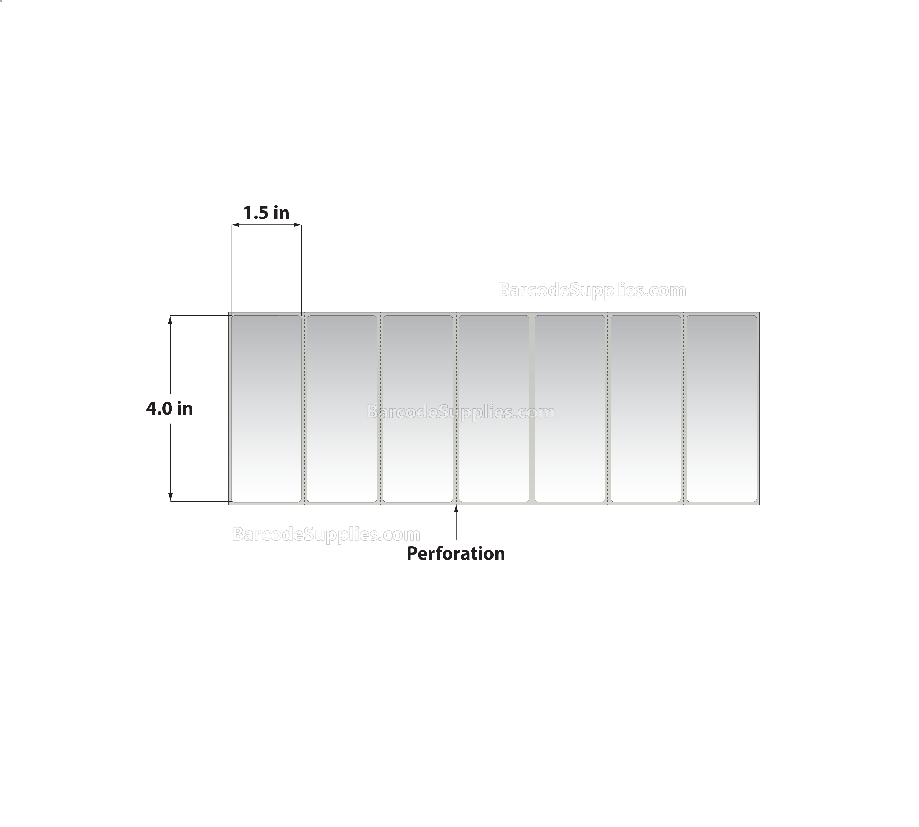 4 x 1.5 Thermal Transfer White Labels With Permanent Adhesive - Perforated - 3600 Labels Per Stack - Carton Of 2 Stacks - 7200 Labels Total - MPN: RT-4-15-3600-FF