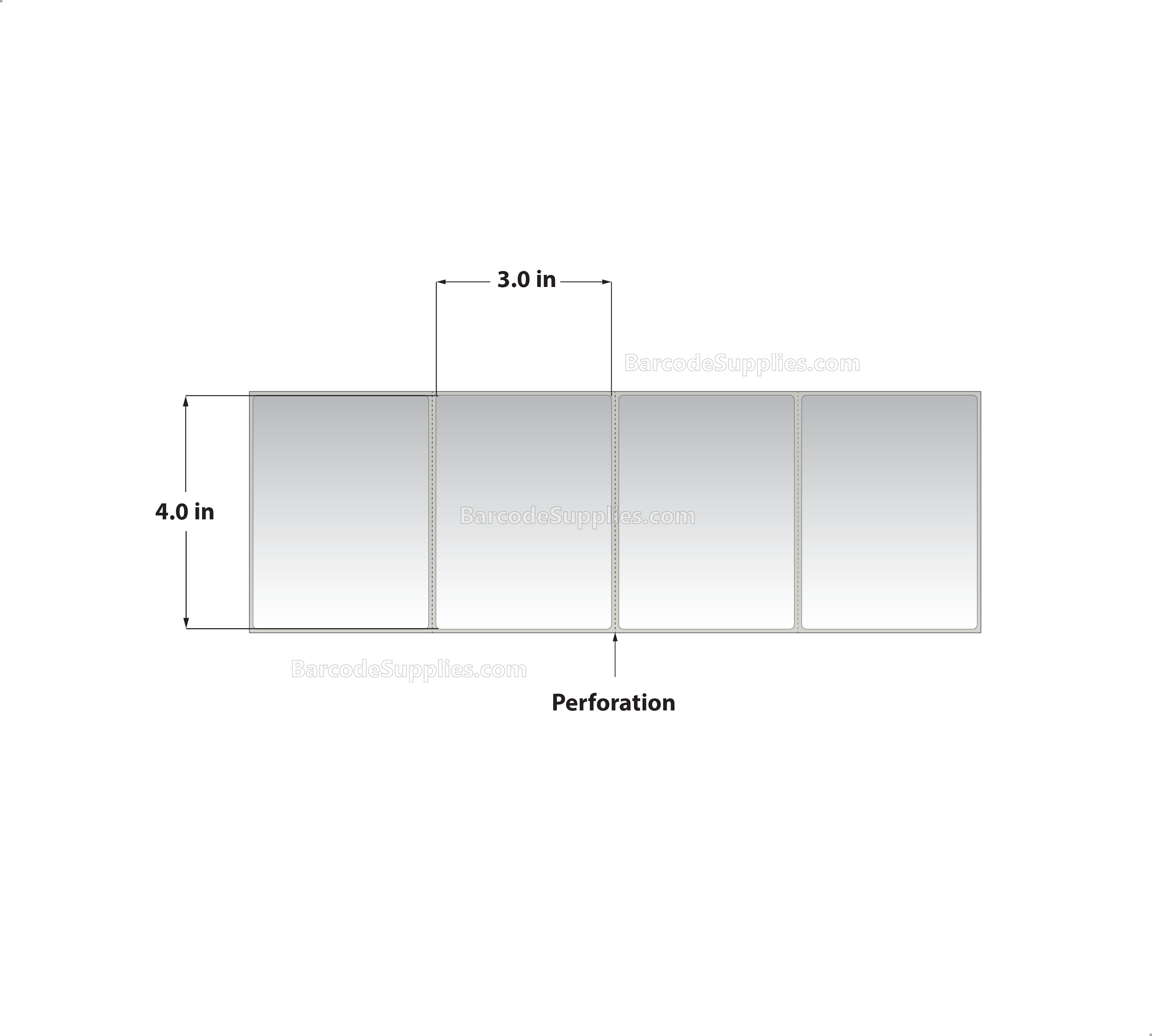 4 x 3 Direct Thermal White Labels With Acrylic Adhesive - Perforated - 8000 Labels Per Stack - Carton Of 1 Stacks - 8000 Labels Total - MPN: RD-4-3-8000-FF